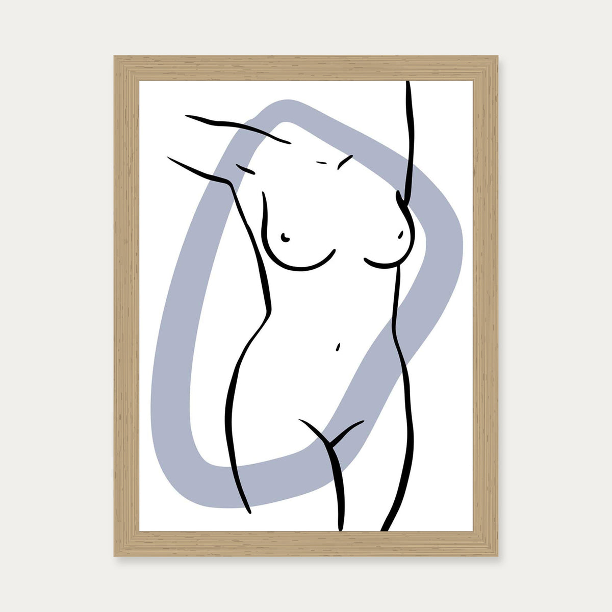 Front Nude Art Print — 30 x 40 cm — Oak Frame