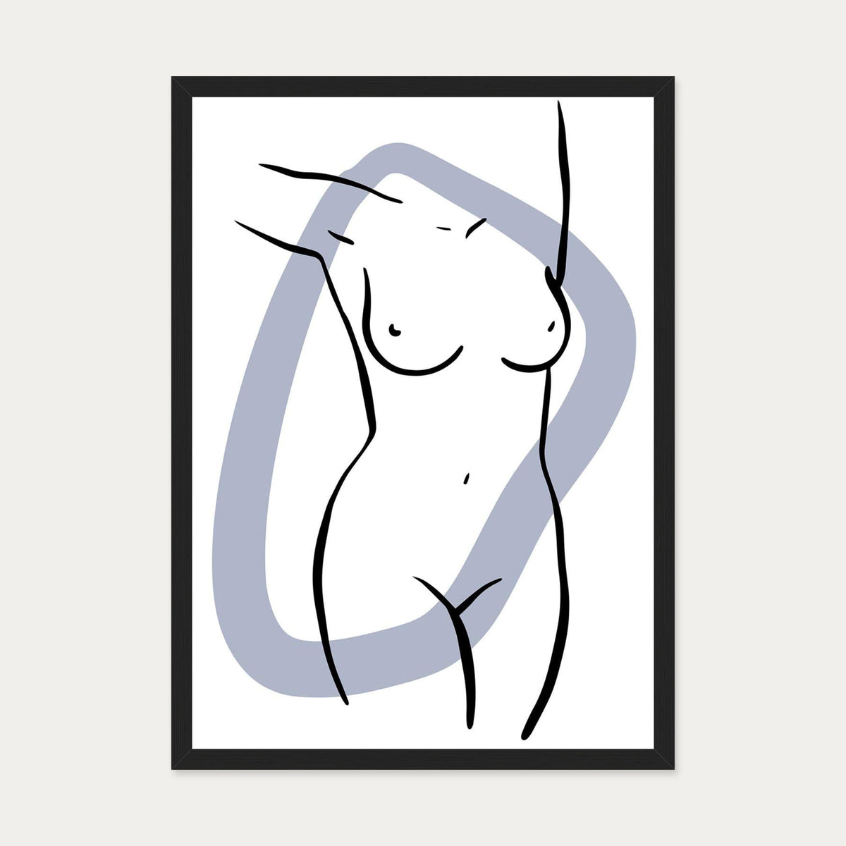 Front Nude Art Print — 50 x 70 cm — Black Frame
