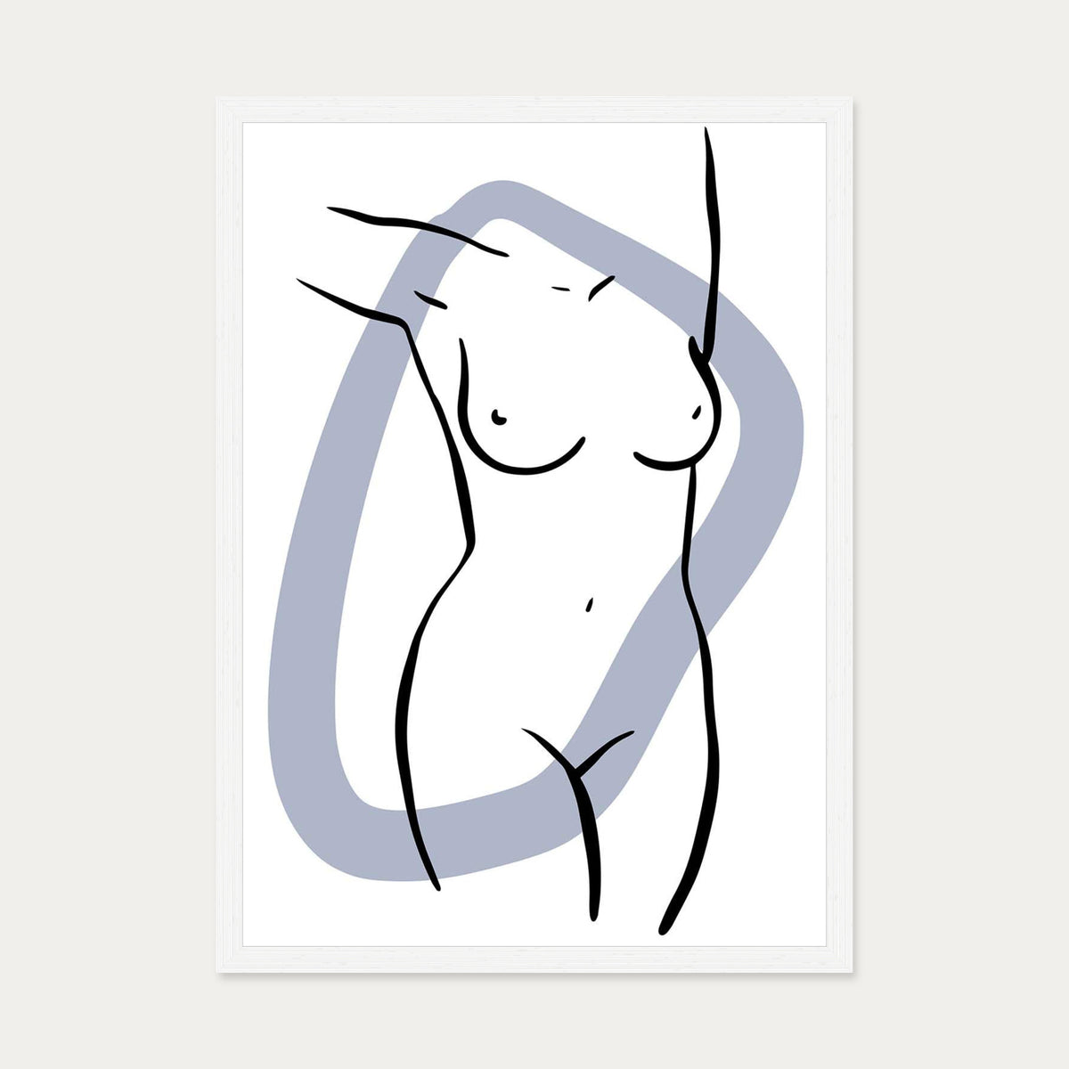 Front Nude Art Print — 50 x 70 cm — White Frame