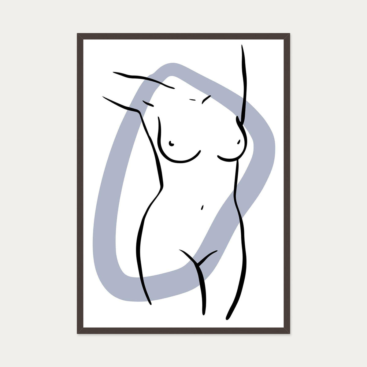 Front Nude Art Print — 70 x 100 cm — Brown Frame
