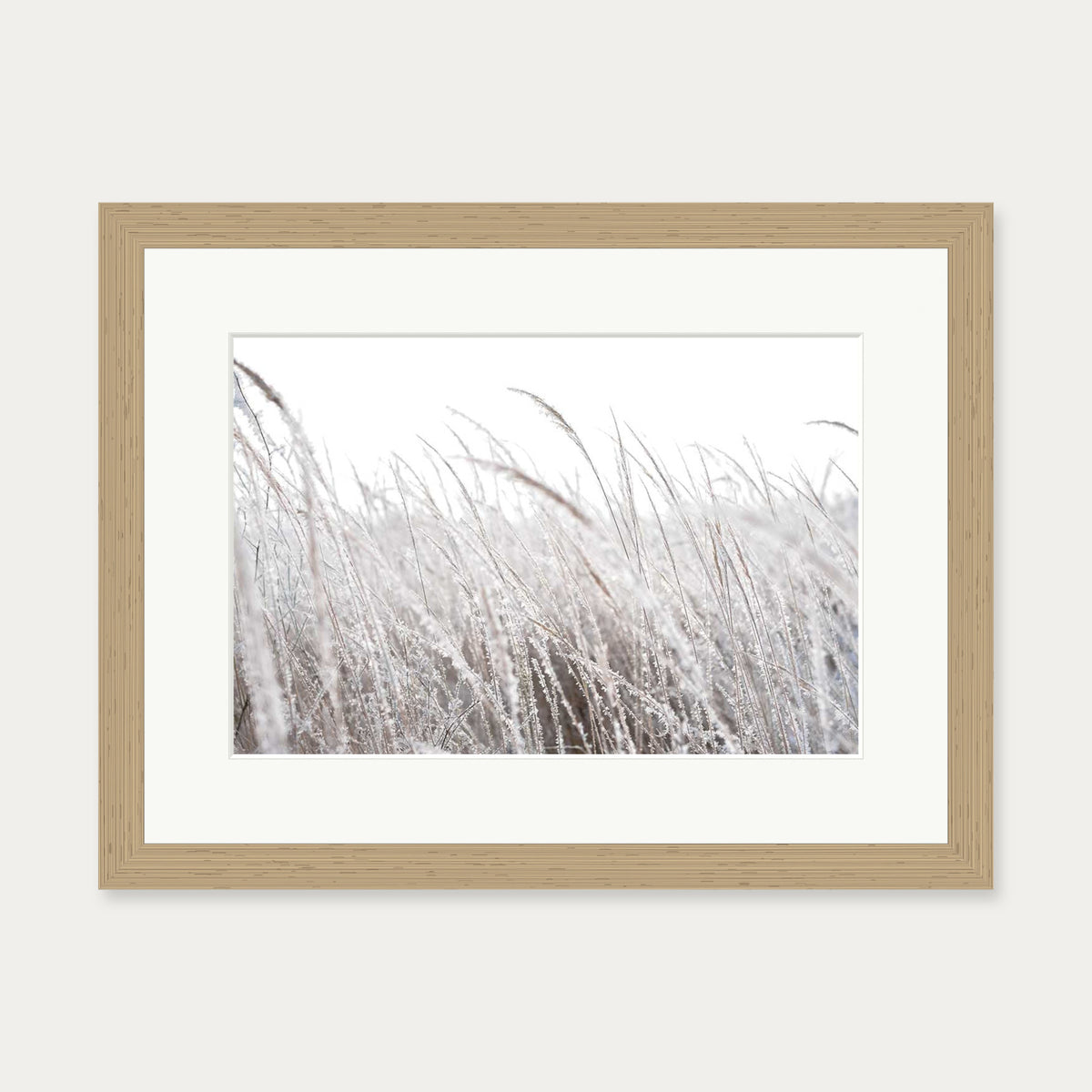 Frozen Grass Wall Art Print — 30 x 40 cm — Oak Frame