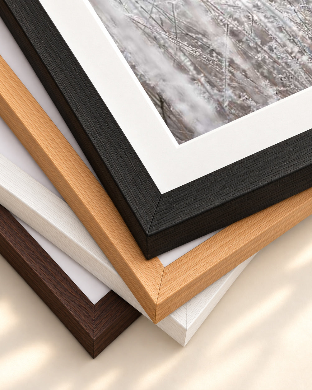 Frozen Grass Wall Art Print — framed print corner with 5 cm mount and bevel