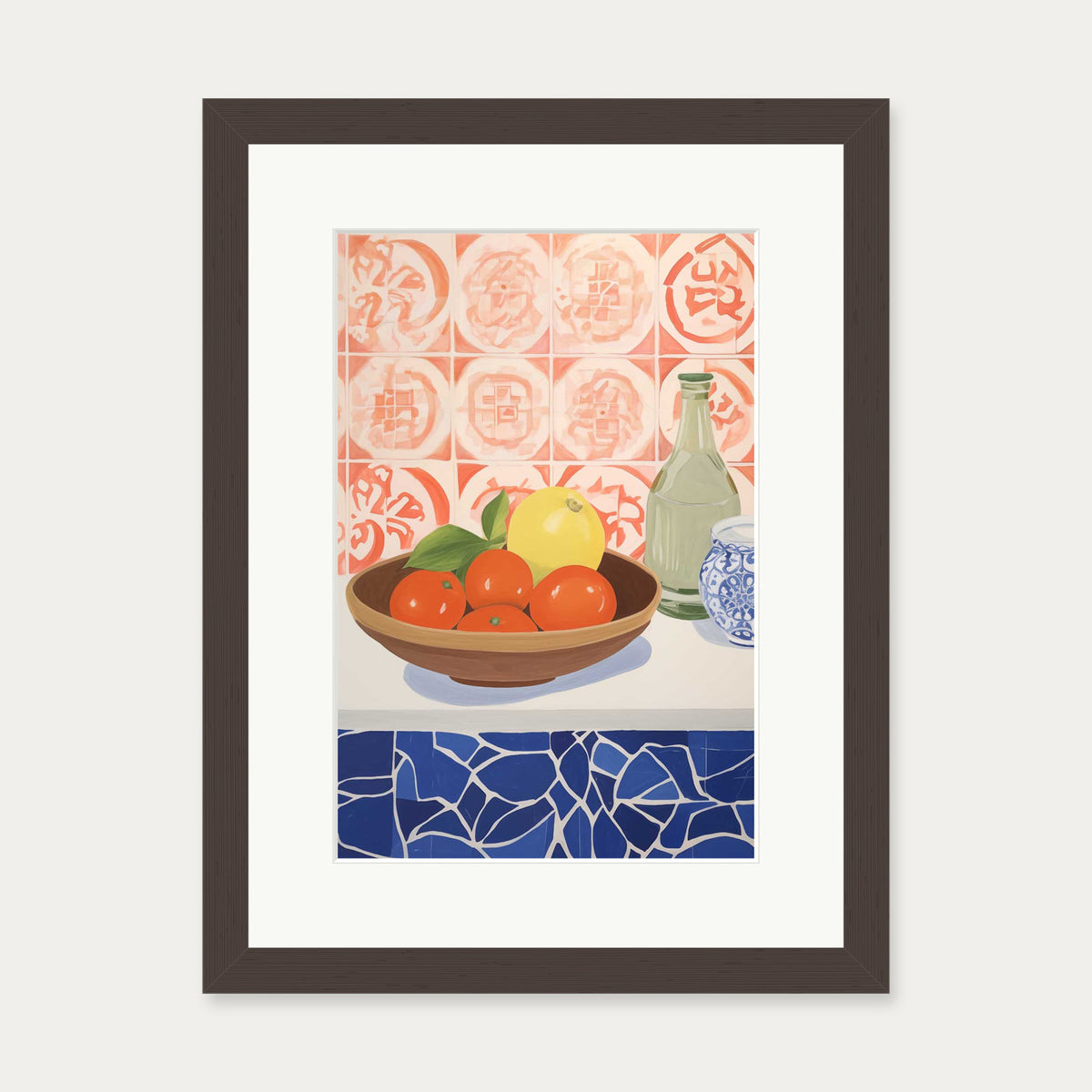 Fruit Bowl Study Art Print — 30 x 40 cm — Brown Frame