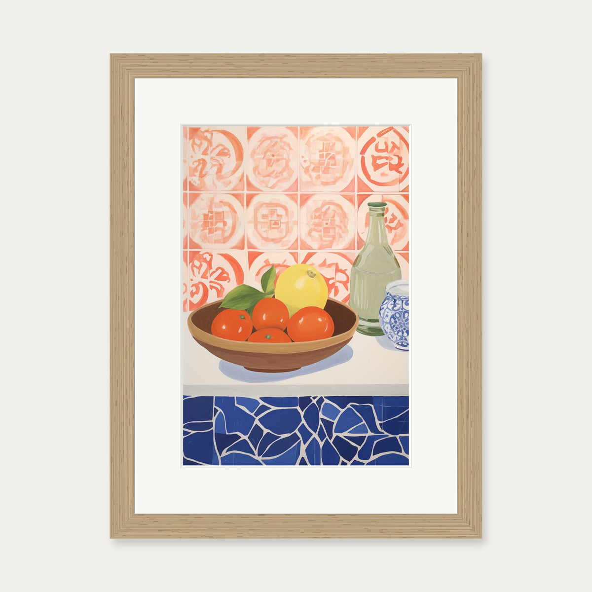 Fruit Bowl Study Art Print — 30 x 40 cm — Oak Frame
