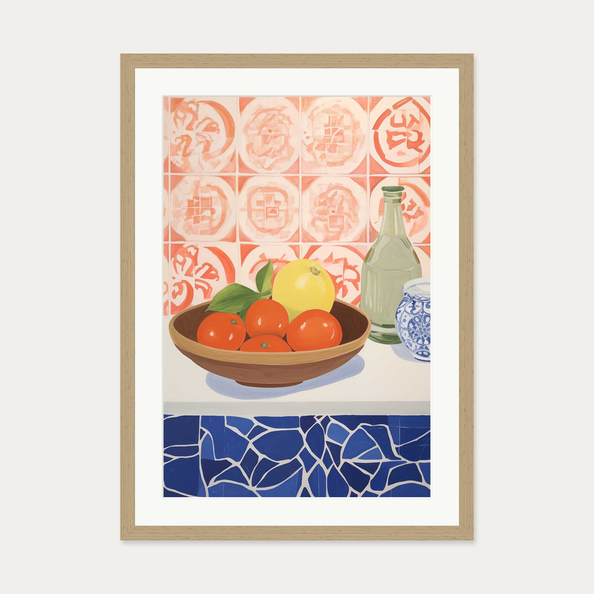 Fruit Bowl Study Art Print — 50 x 70 cm — Oak Frame