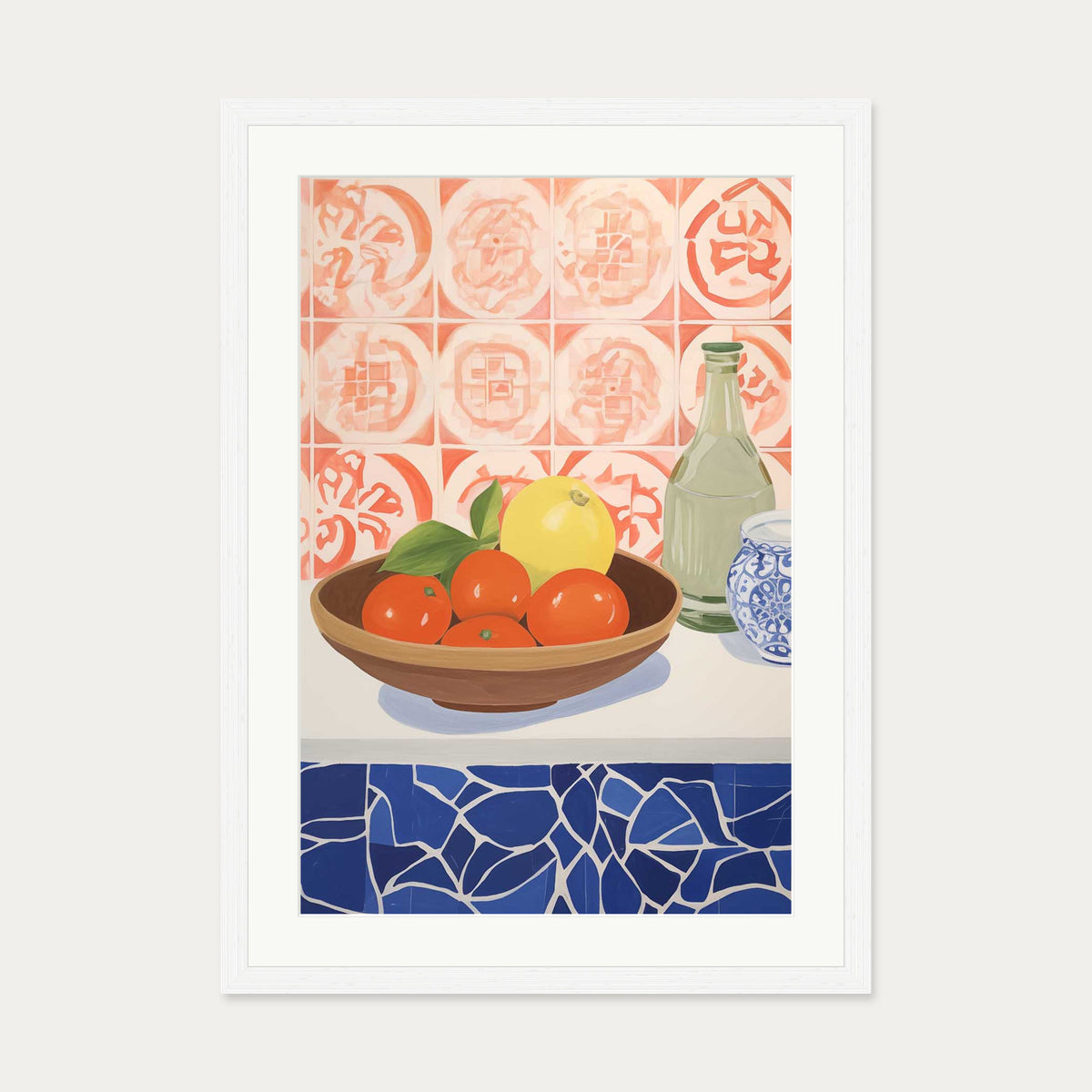 Fruit Bowl Study Art Print — 50 x 70 cm — White Frame