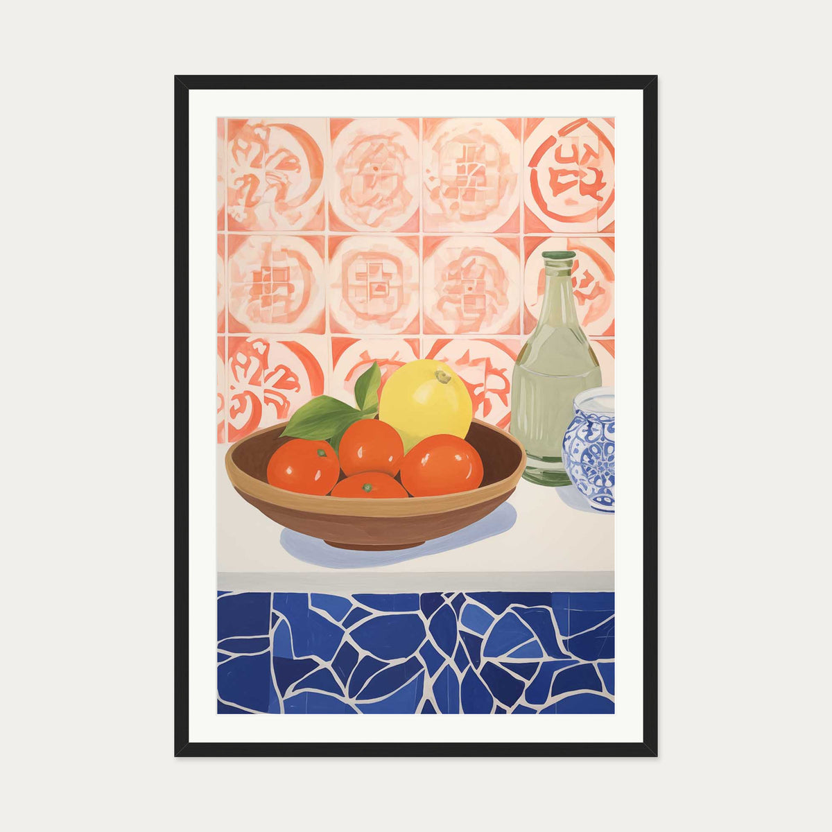 Fruit Bowl Study Art Print — 70 x 100 cm — Black Frame