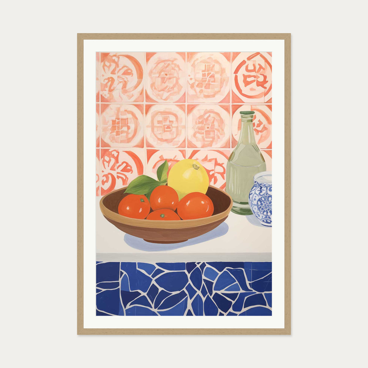 Fruit Bowl Study Art Print — 70 x 100 cm — Oak Frame
