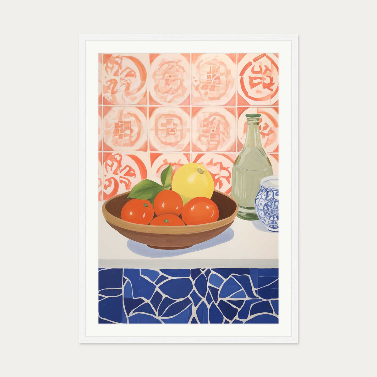 Fruit Bowl Study Art Print — 70 x 100 cm — White Frame