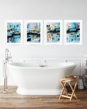 Abstract Turquoise Still Waters - Print Set Of 4
