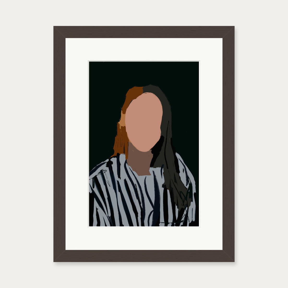 Gazing At You In The Mirror Art Print — 30 x 40 cm — Brown Frame