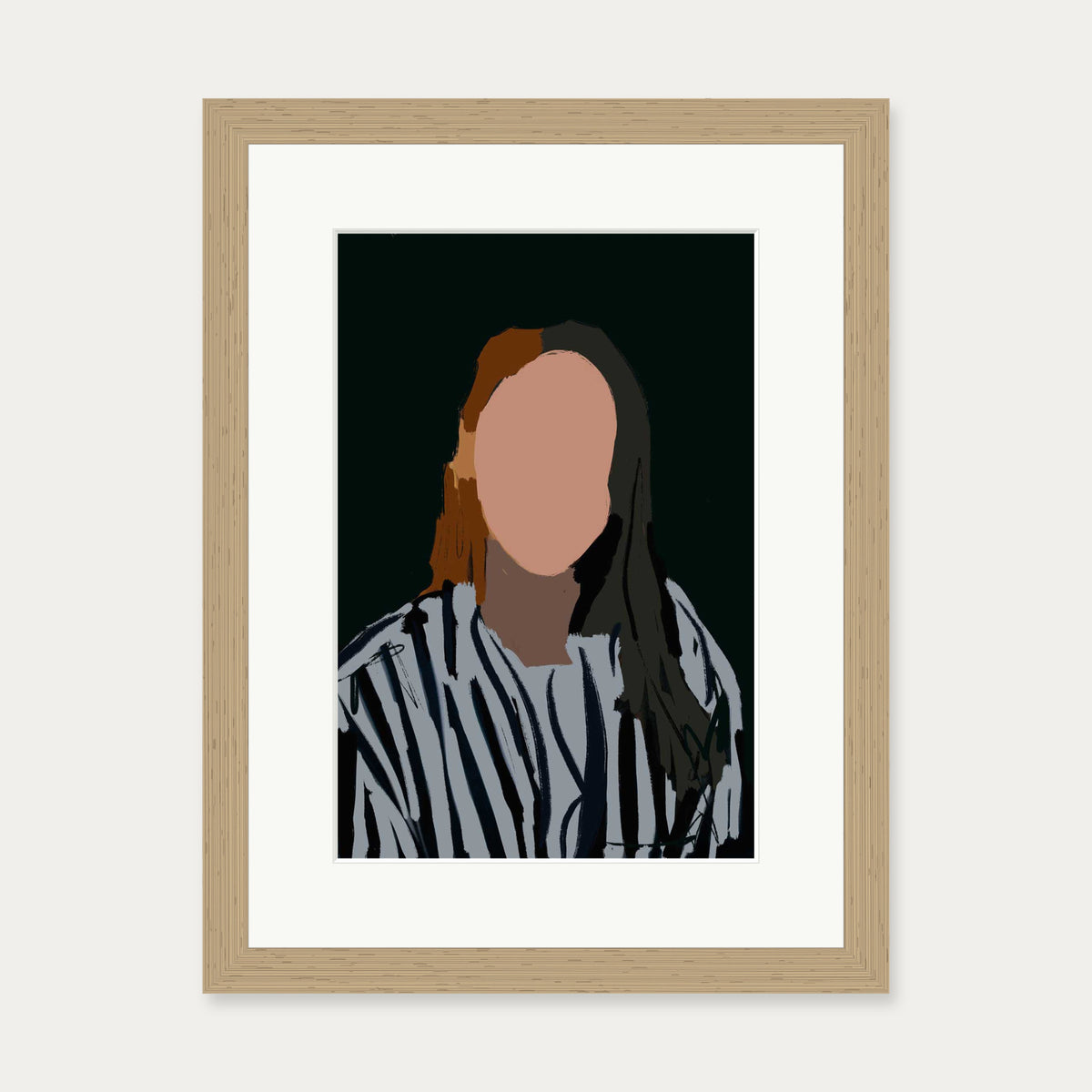 Gazing At You In The Mirror Art Print — 30 x 40 cm — Oak Frame