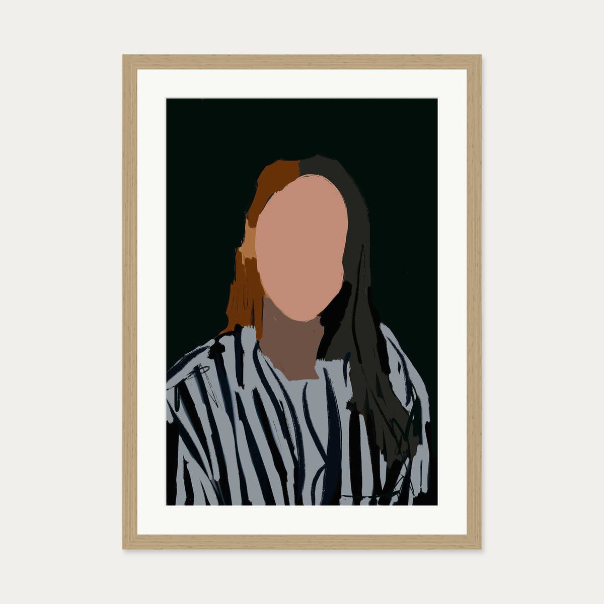 Gazing At You In The Mirror Art Print — 50 x 70 cm — Oak Frame