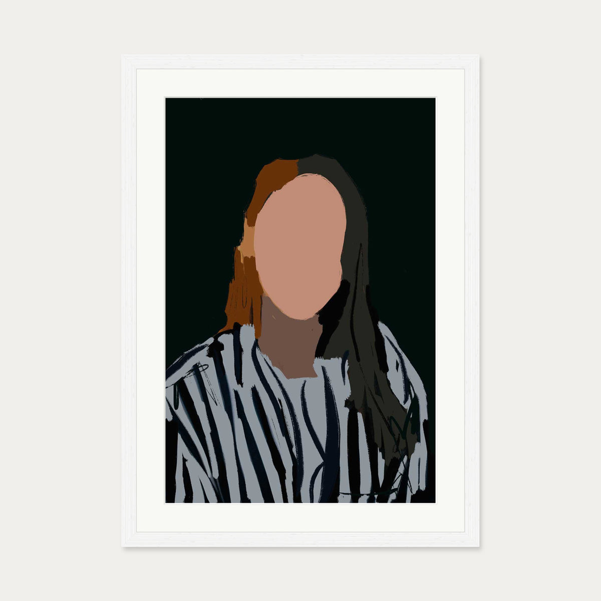 Gazing At You In The Mirror Art Print — 50 x 70 cm — White Frame
