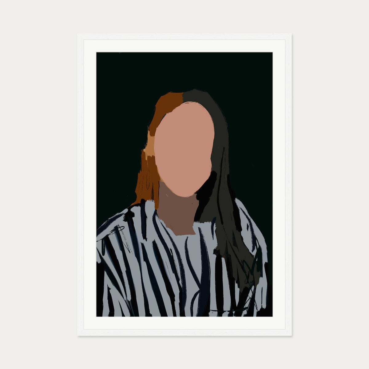 Gazing At You In The Mirror Art Print — 70 x 100 cm — White Frame
