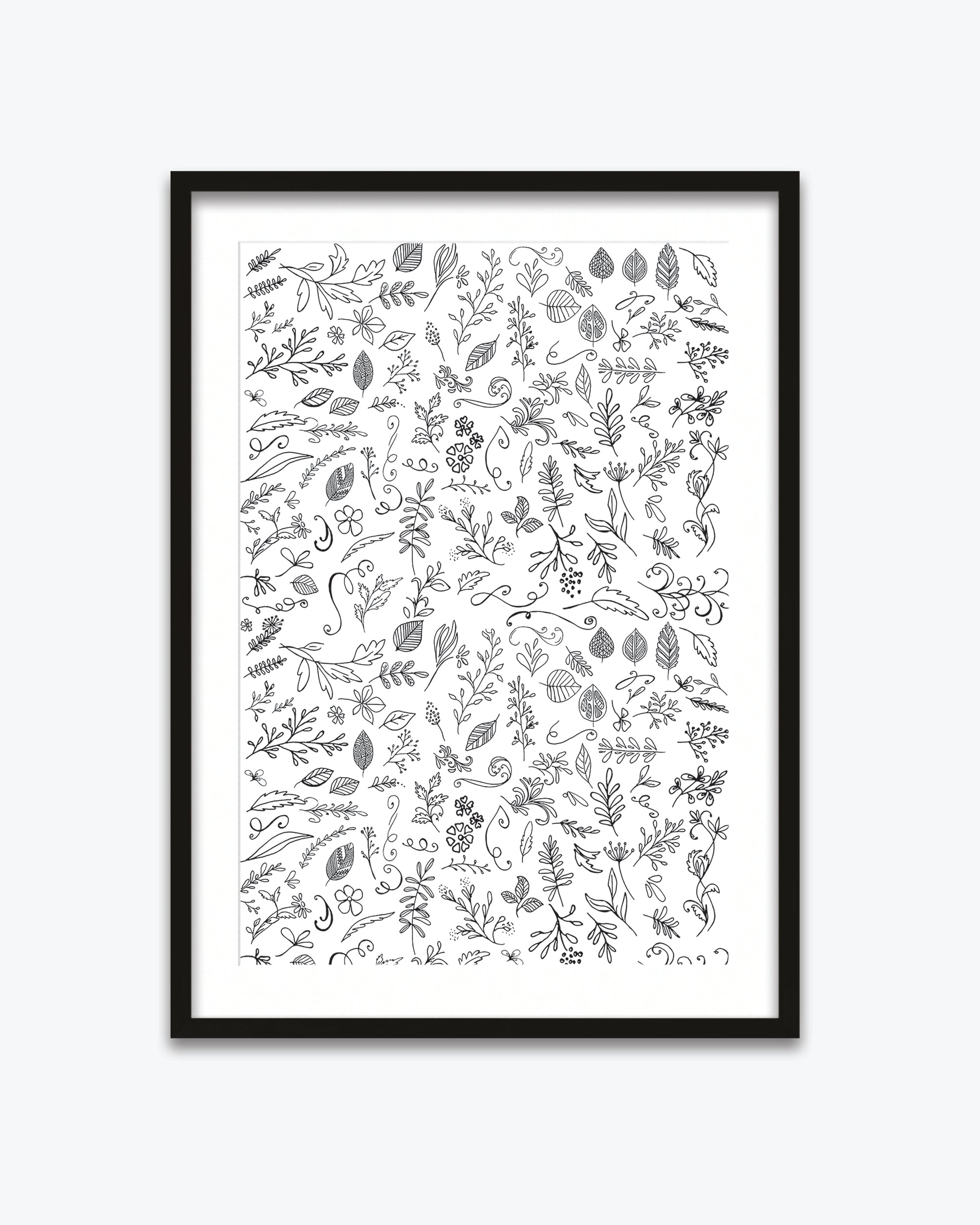 Black & White Flowers Pattern Art Print