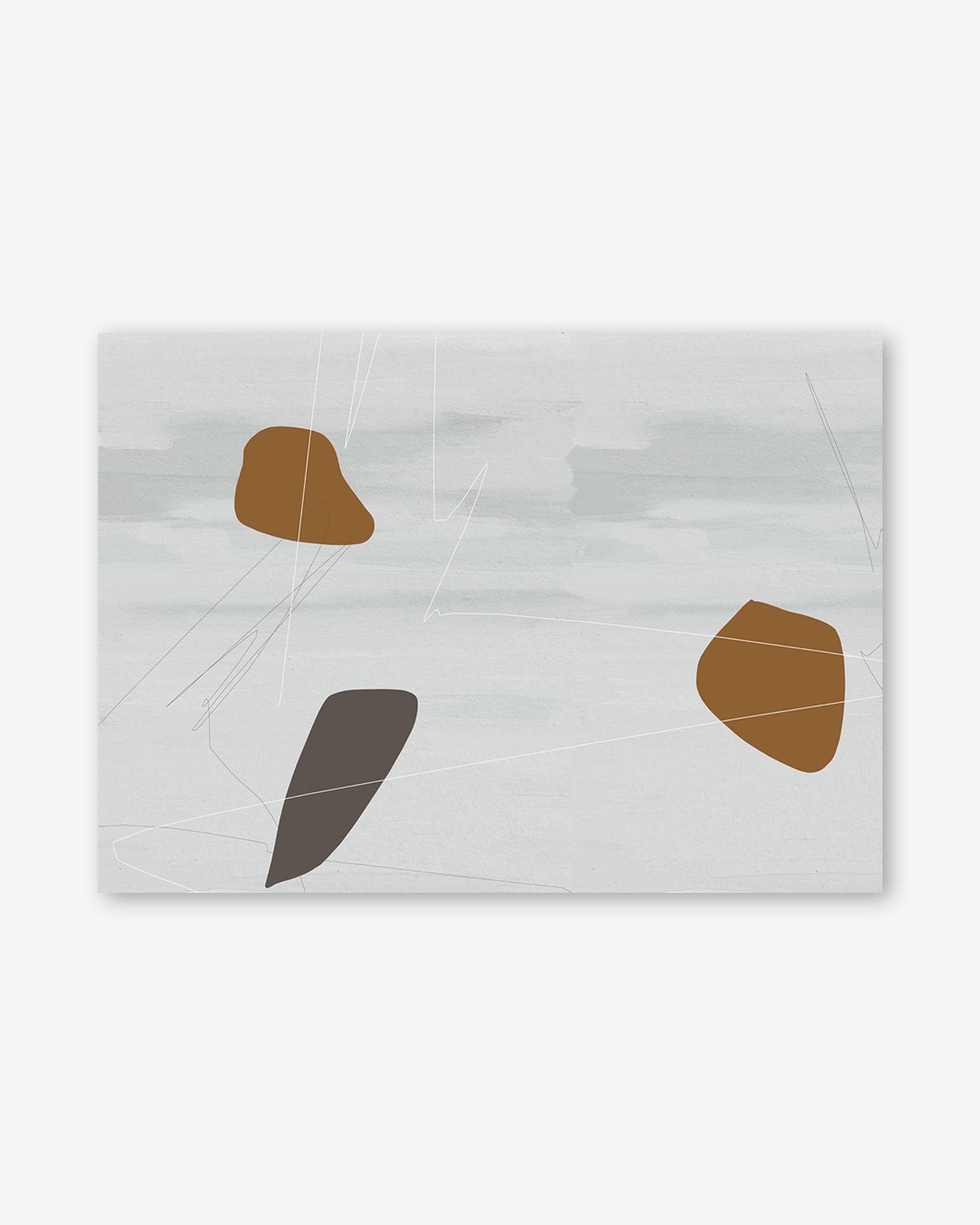 Abstract art piece with geometric shapes on a white background