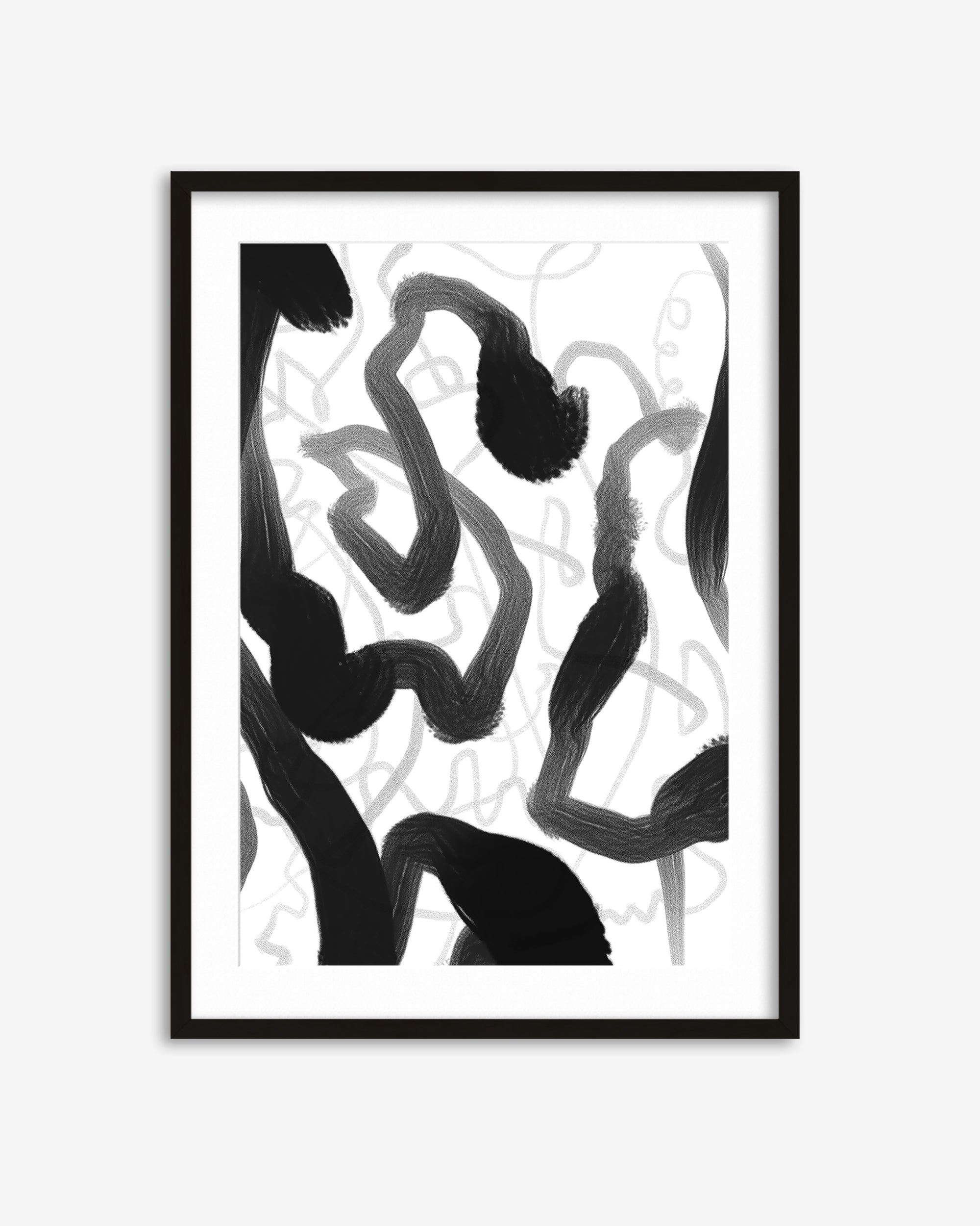 Black And White Brush Strokes Art Print