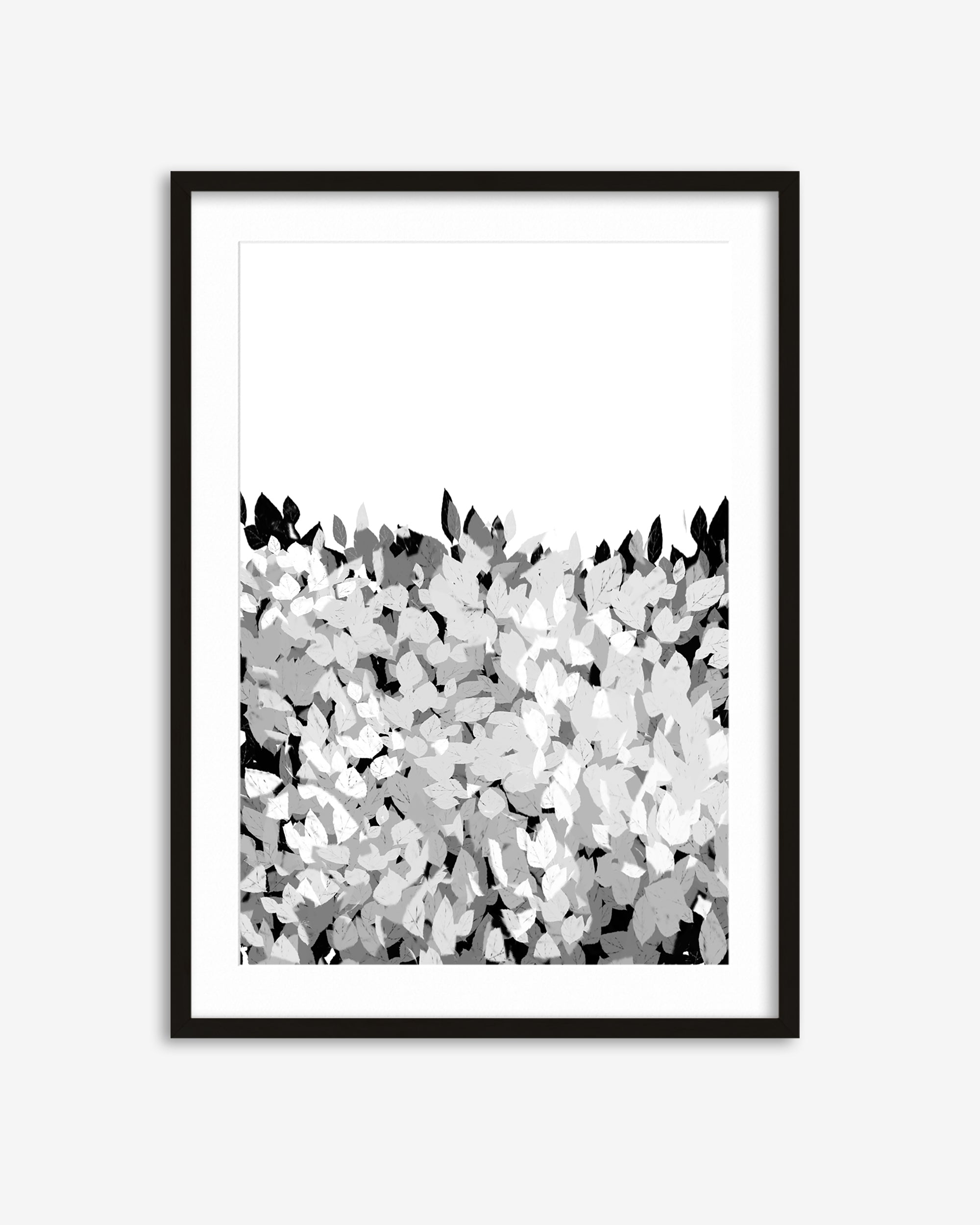 Grey Tonal Leaves Art Print
