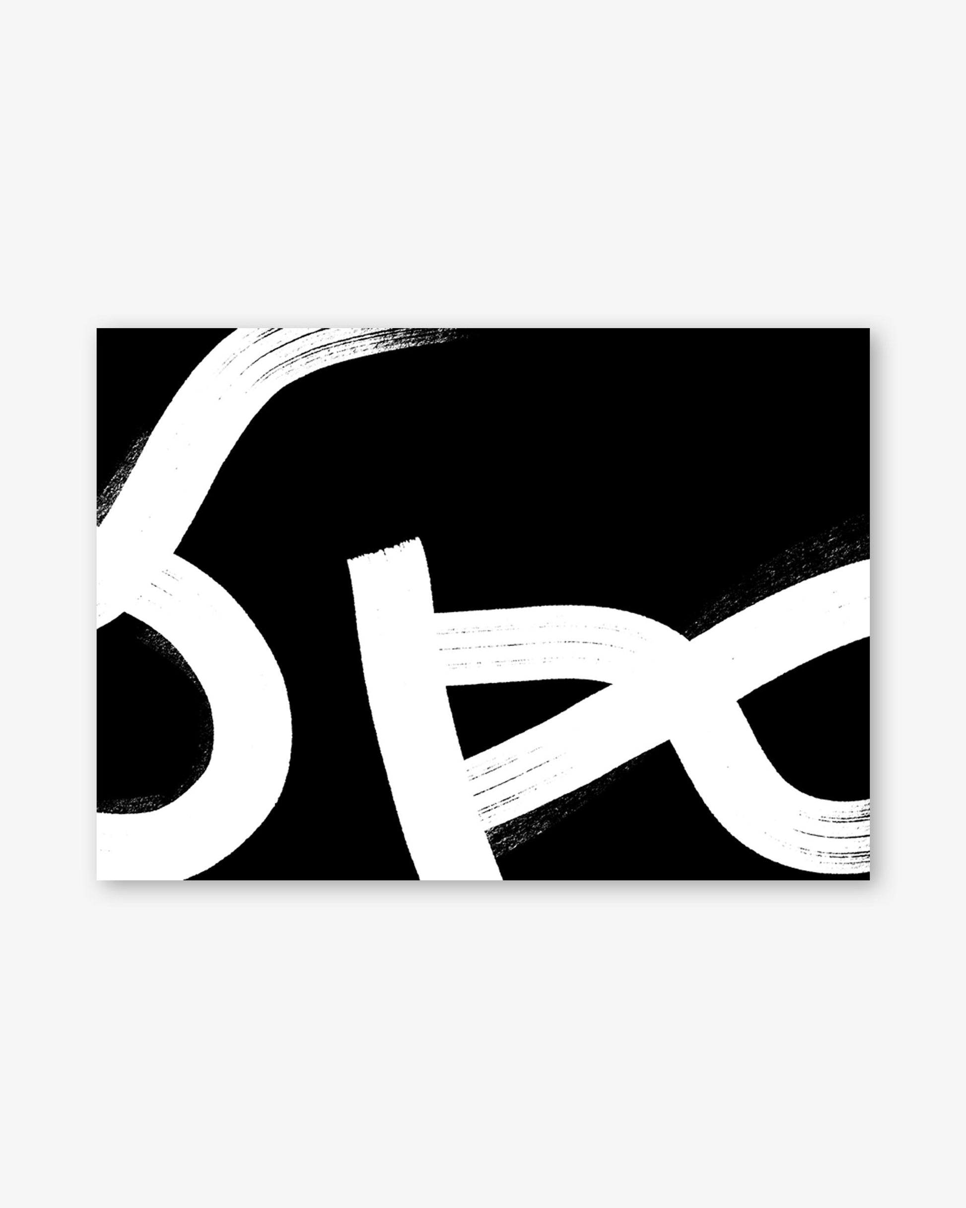 Abstract design with white curved lines on a black background