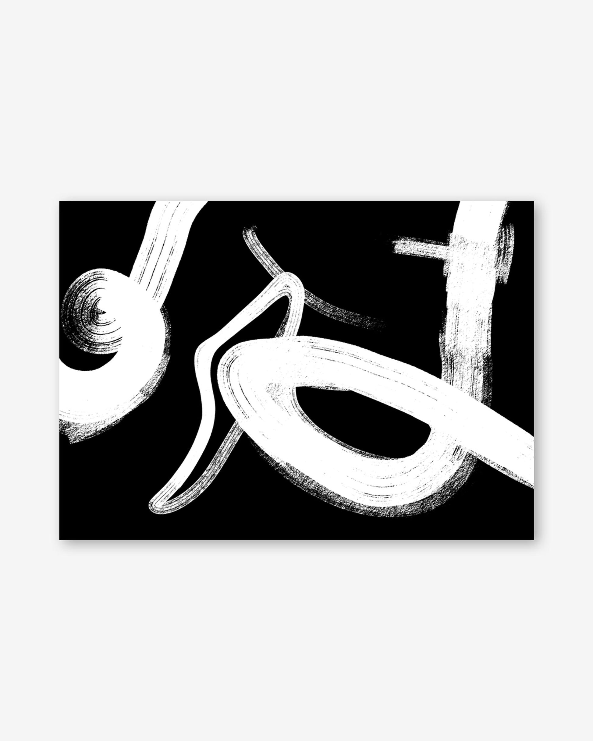 Black and white abstract design on a black background