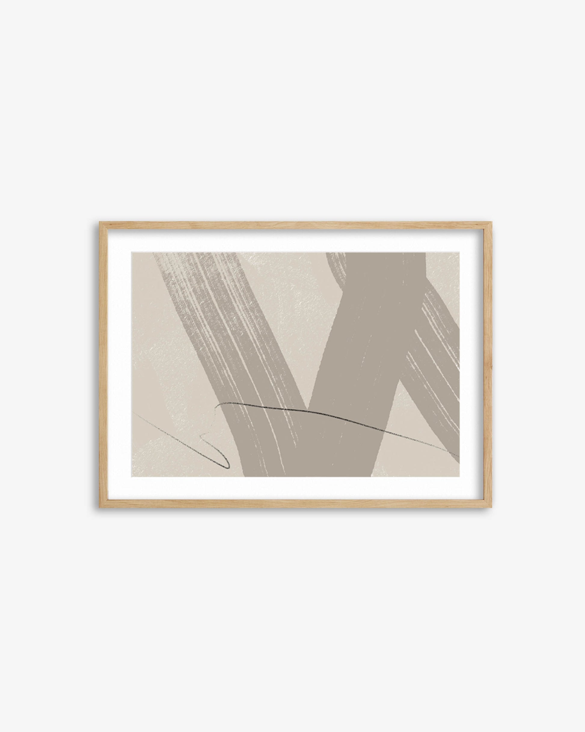 Framed abstract art print on a white wall