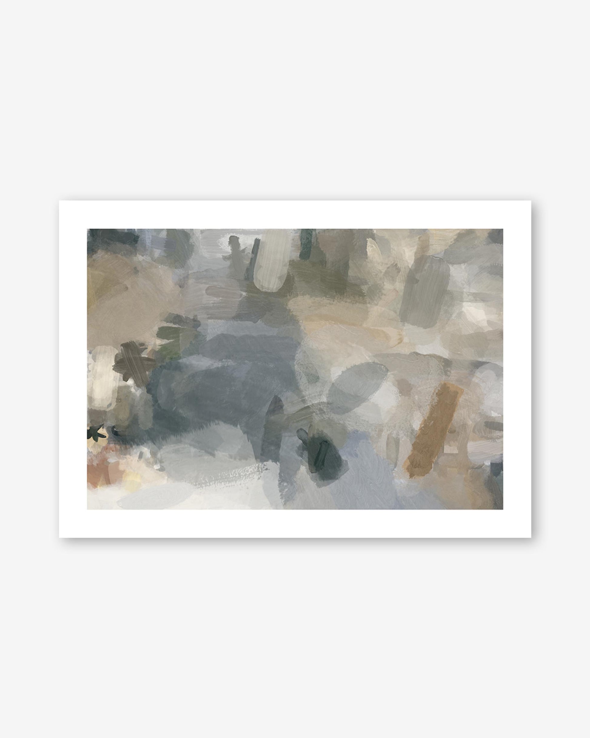 Abstract art print with a white frame on a white background