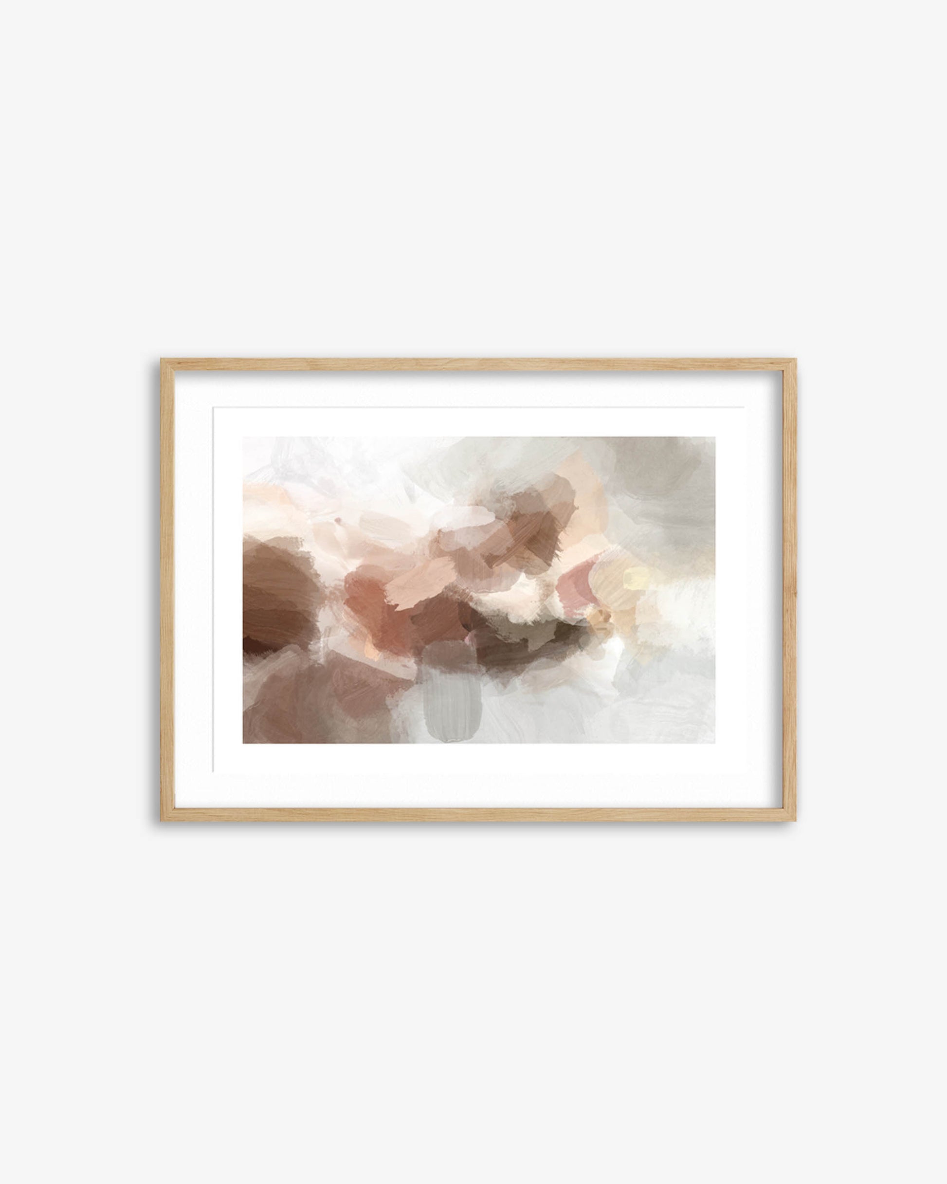 Framed abstract art print with soft colors on a white background