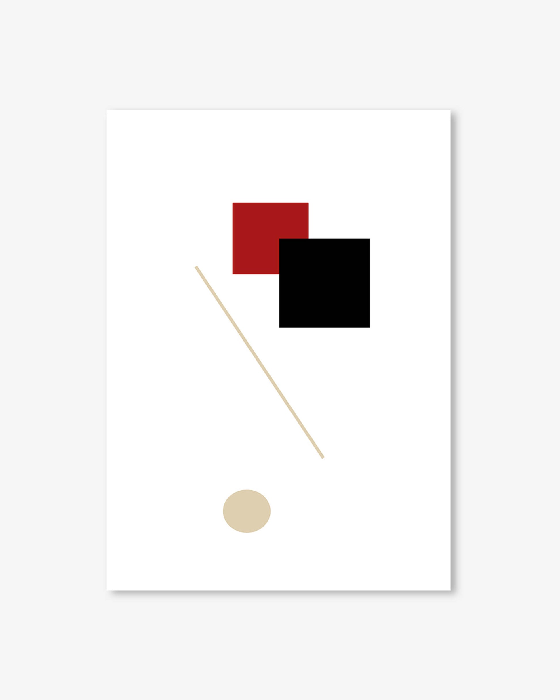 Minimalist art print with geometric shapes on a white background
