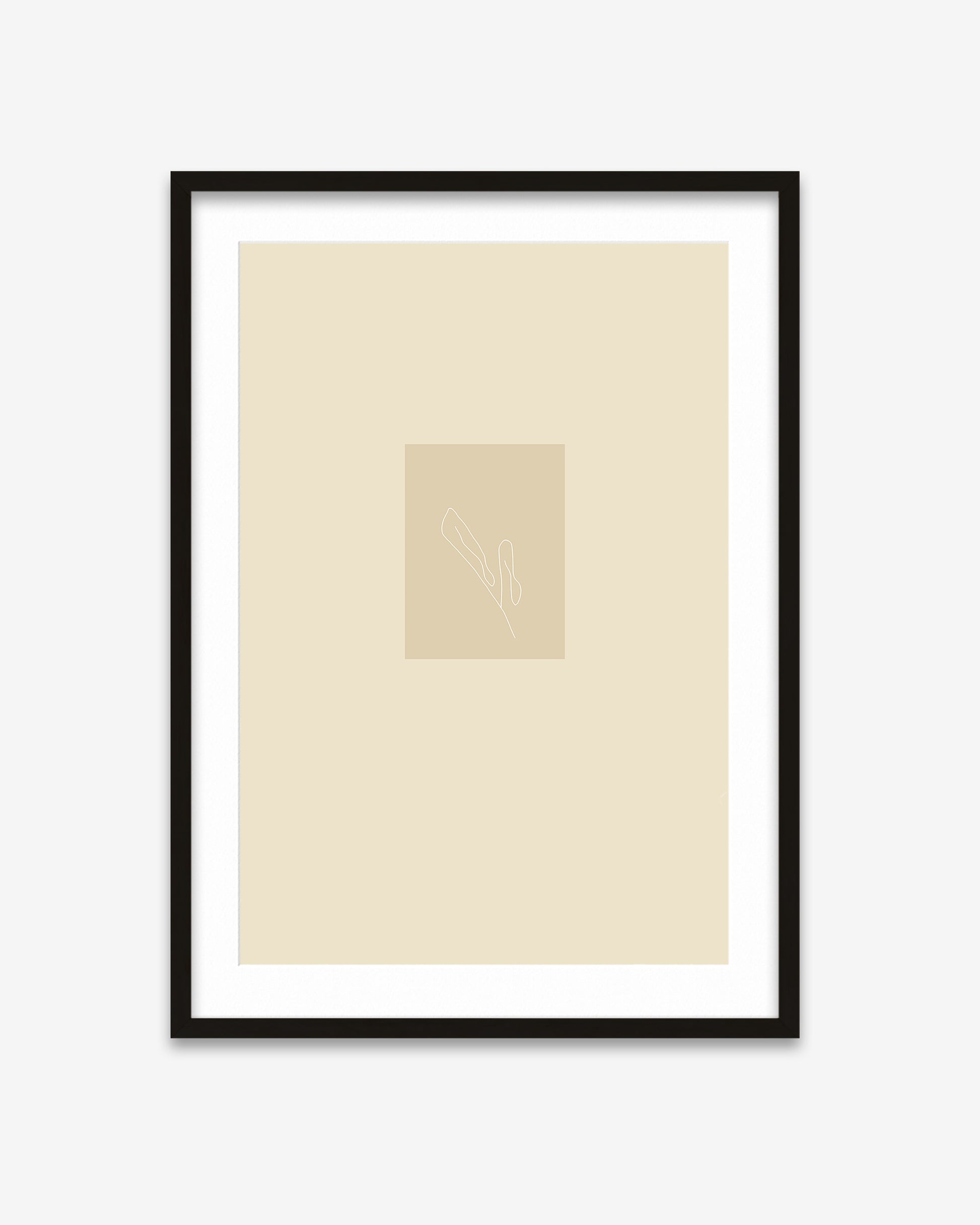 Framed artwork with a beige background and a smaller beige square inside on a white background
