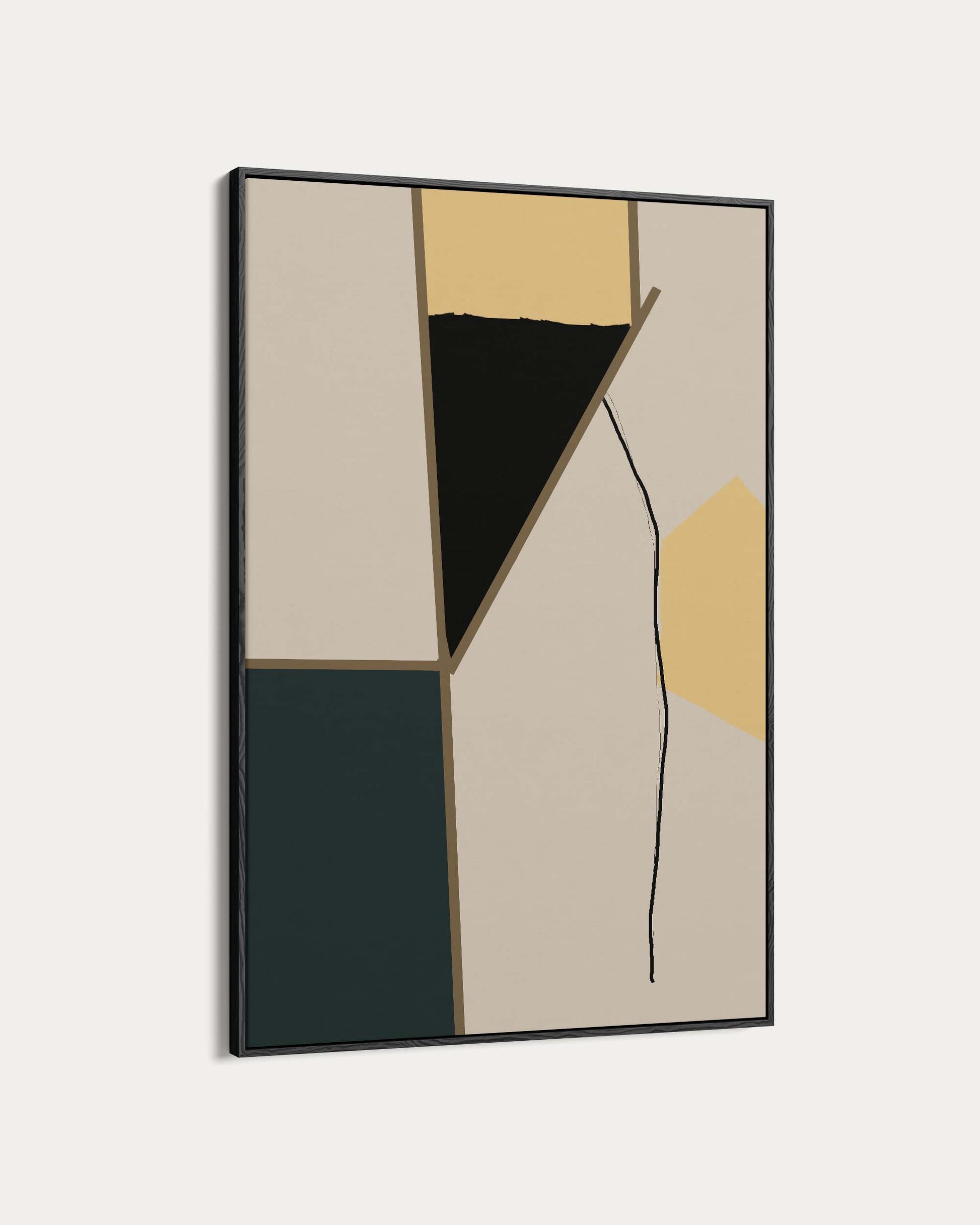 Abstract art piece with geometric shapes on a beige background