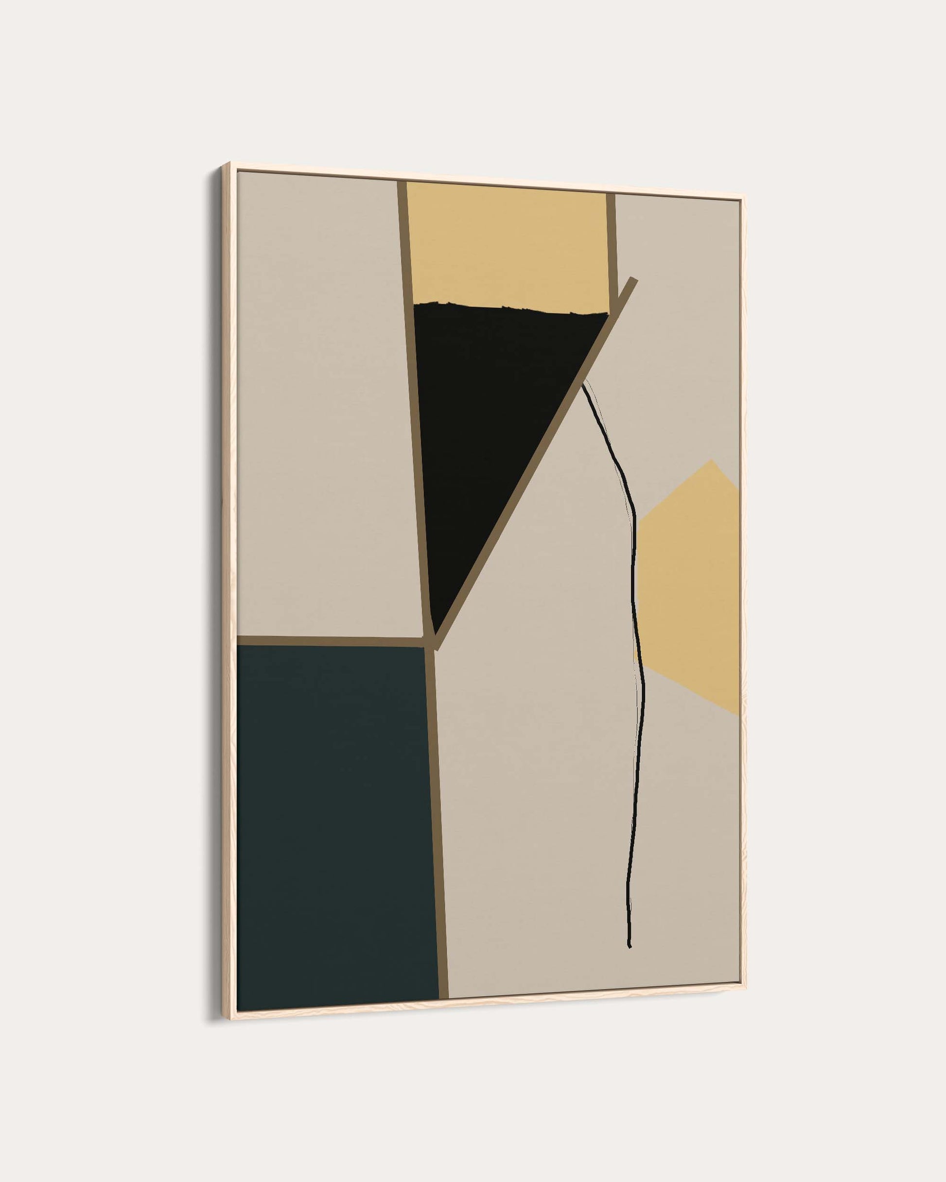 Abstract art piece with geometric shapes on a beige background