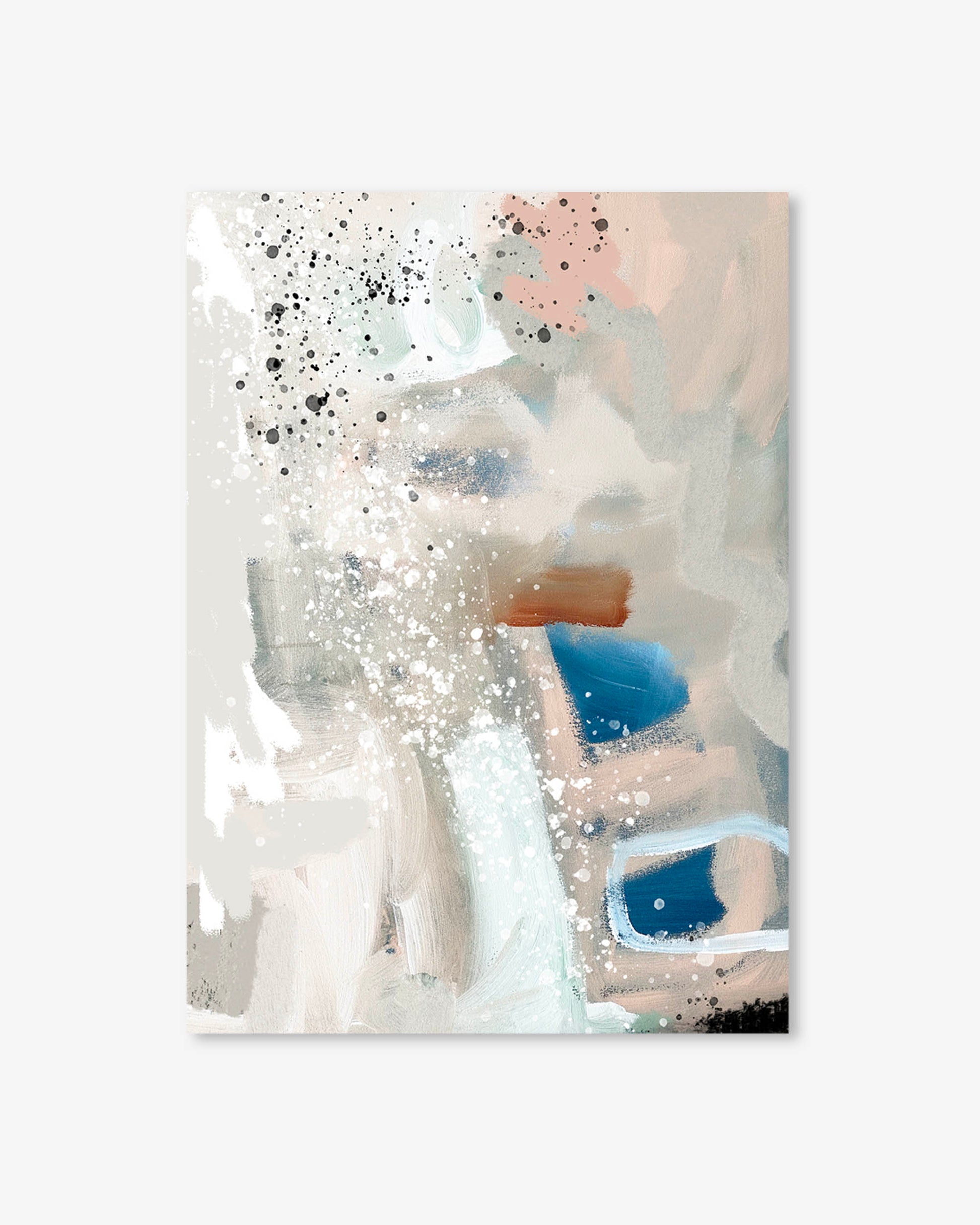 Abstract art print with splashes of color on a white background