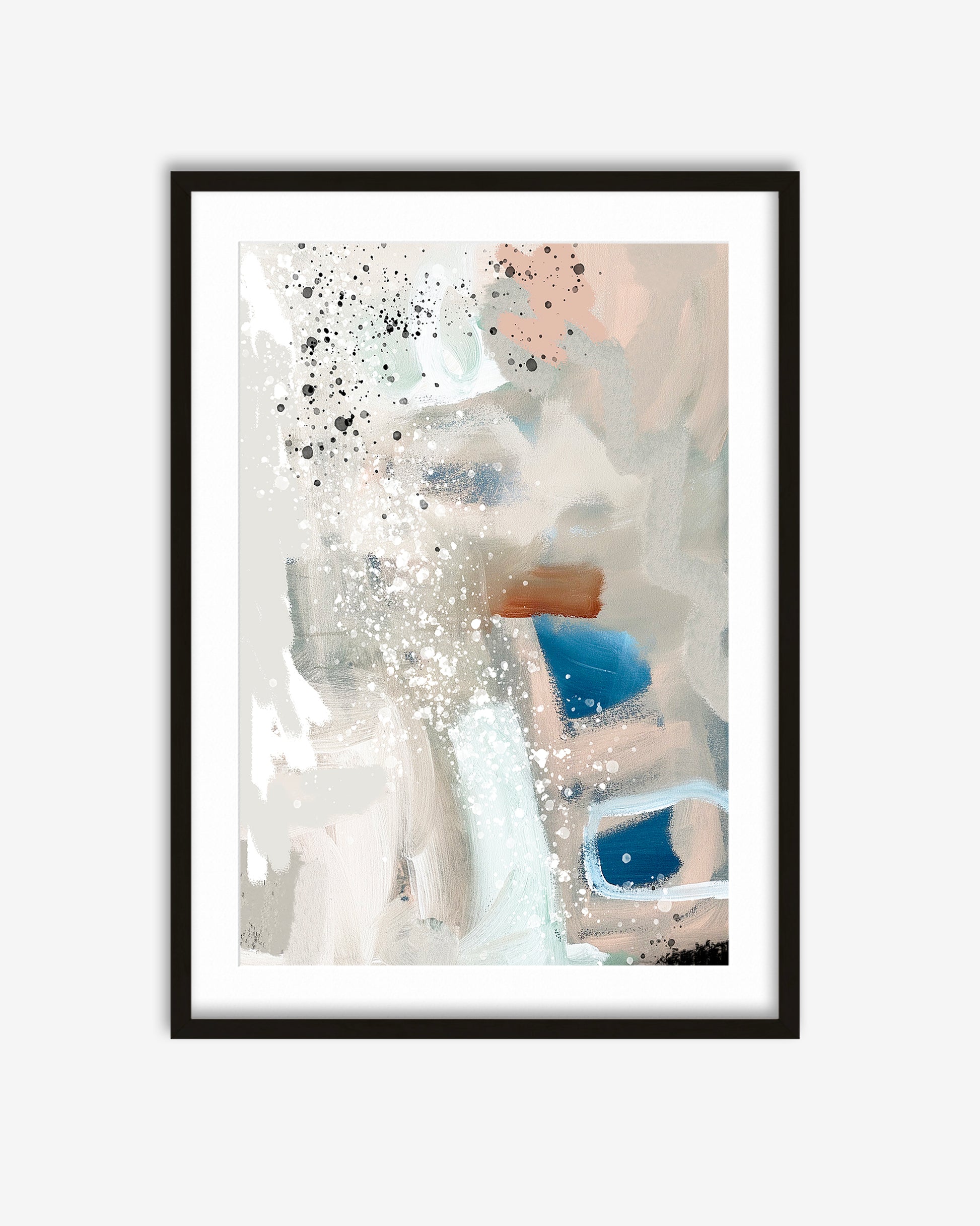 Framed abstract art print with a white background