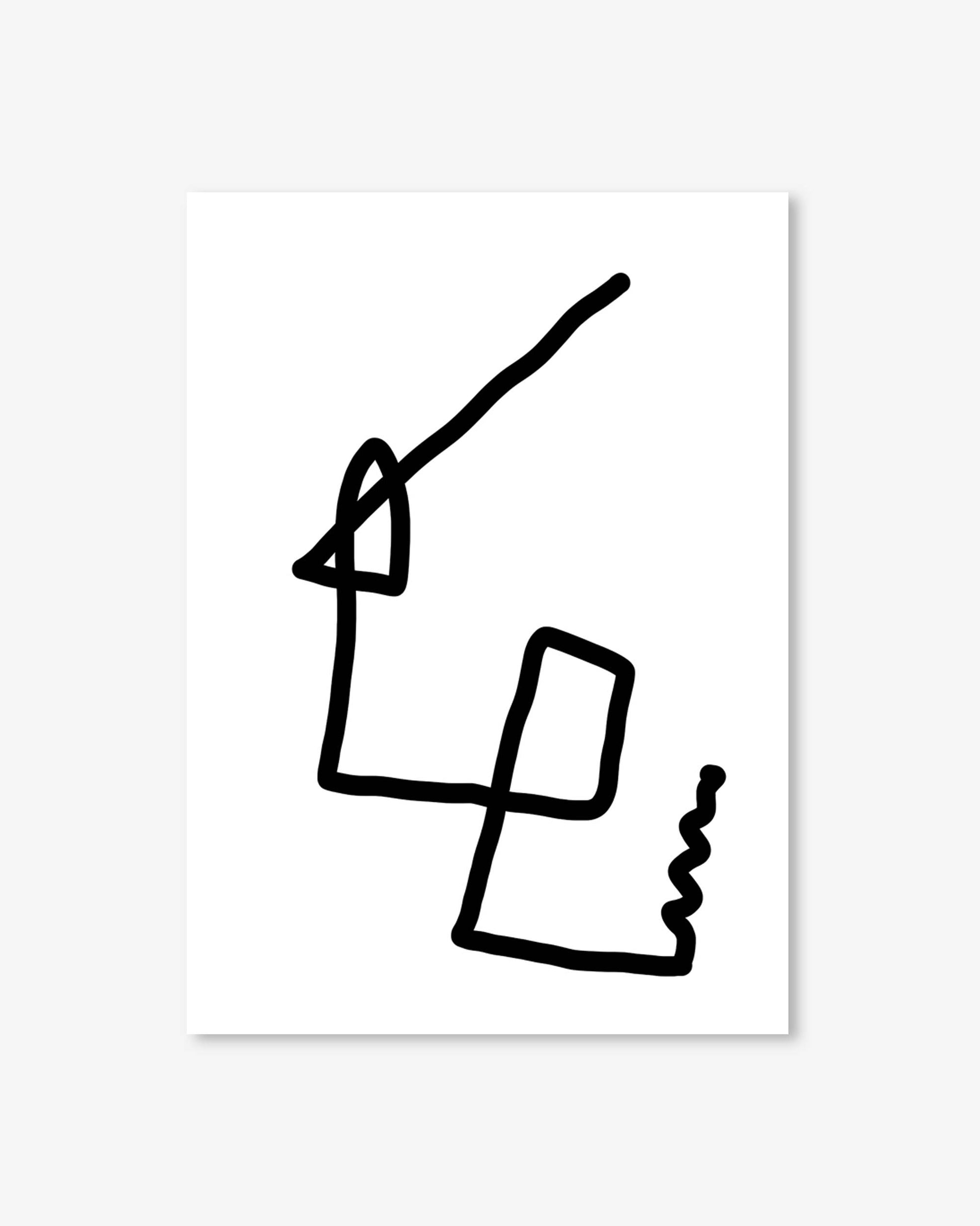 Abstract black line drawing on a white background