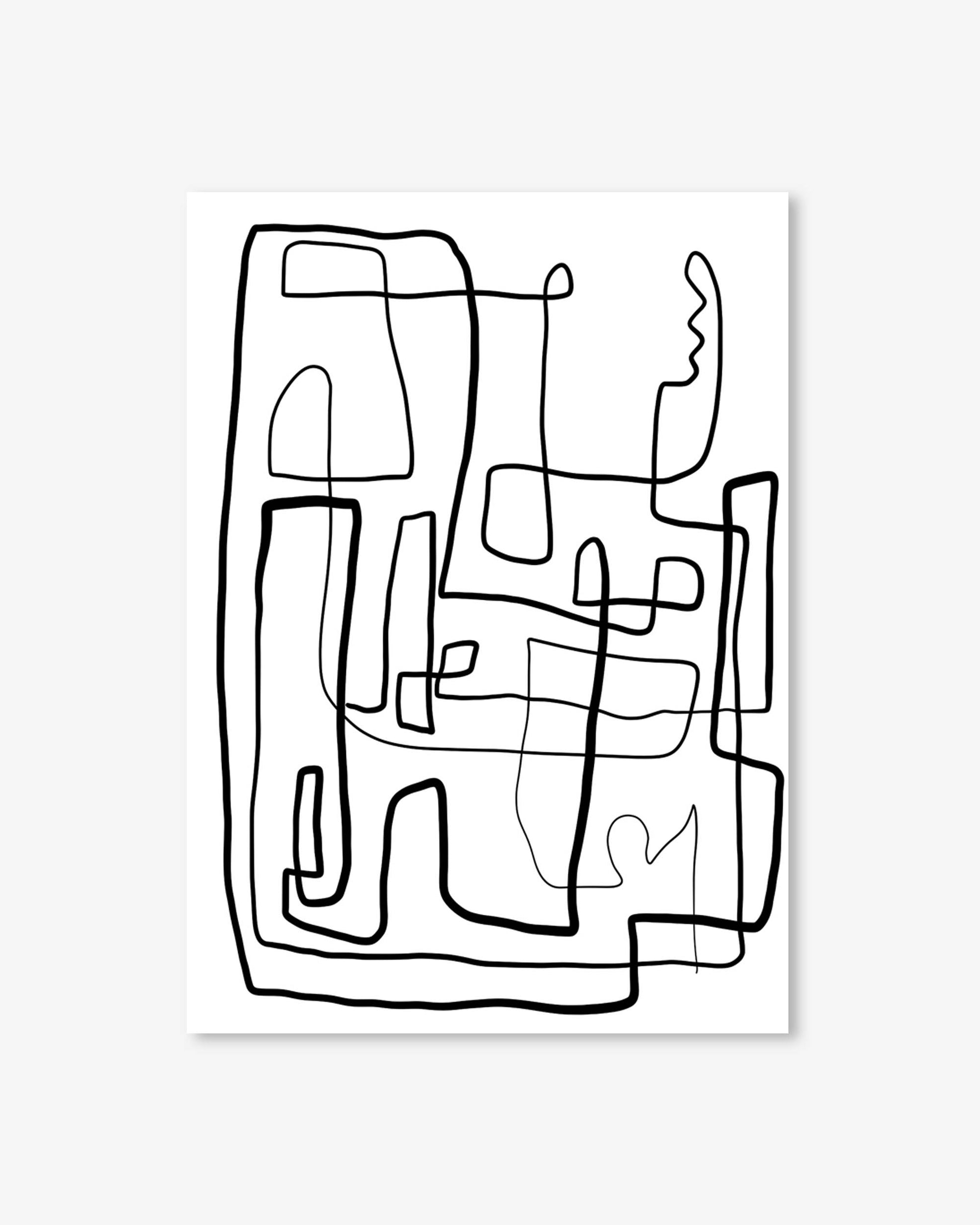 Abstract black line art on a white background