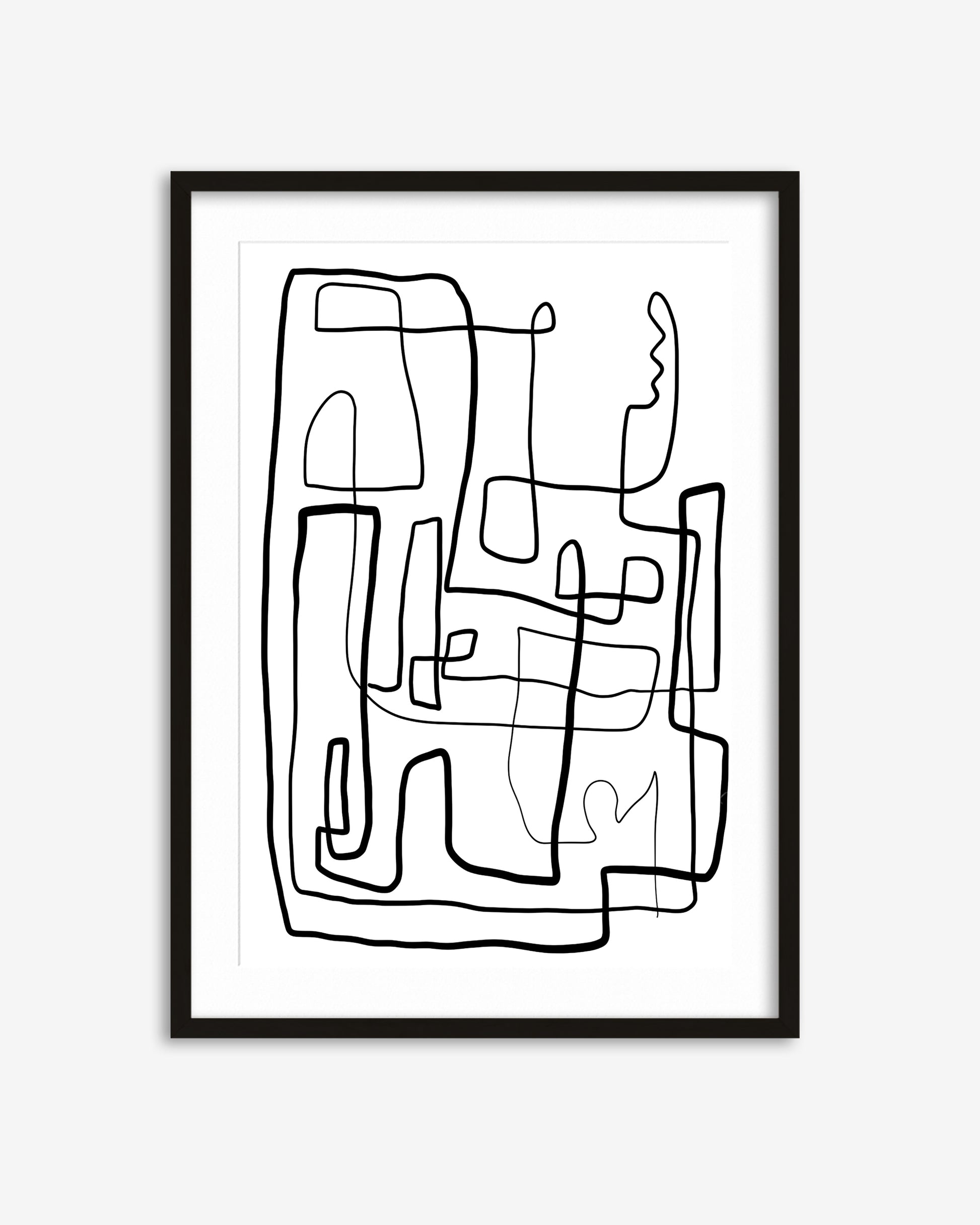 Abstract line art in a black frame on a white background