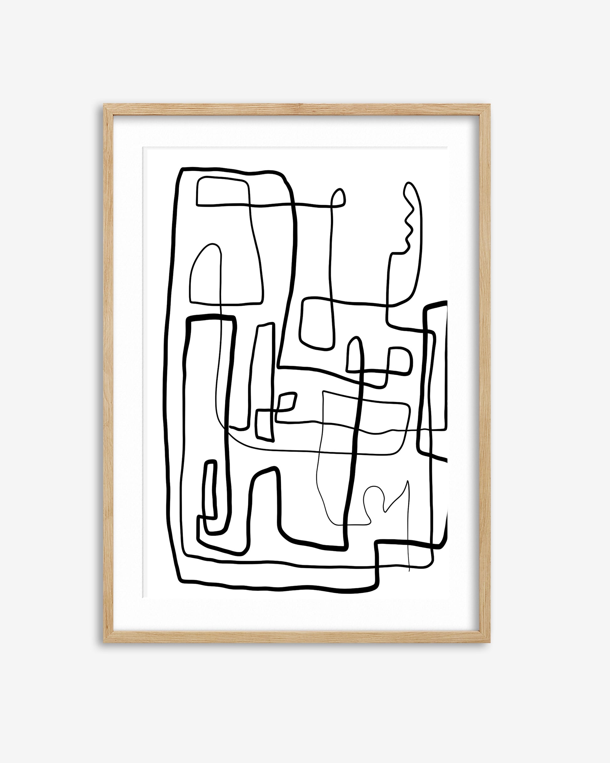 Framed abstract line art print on a white background