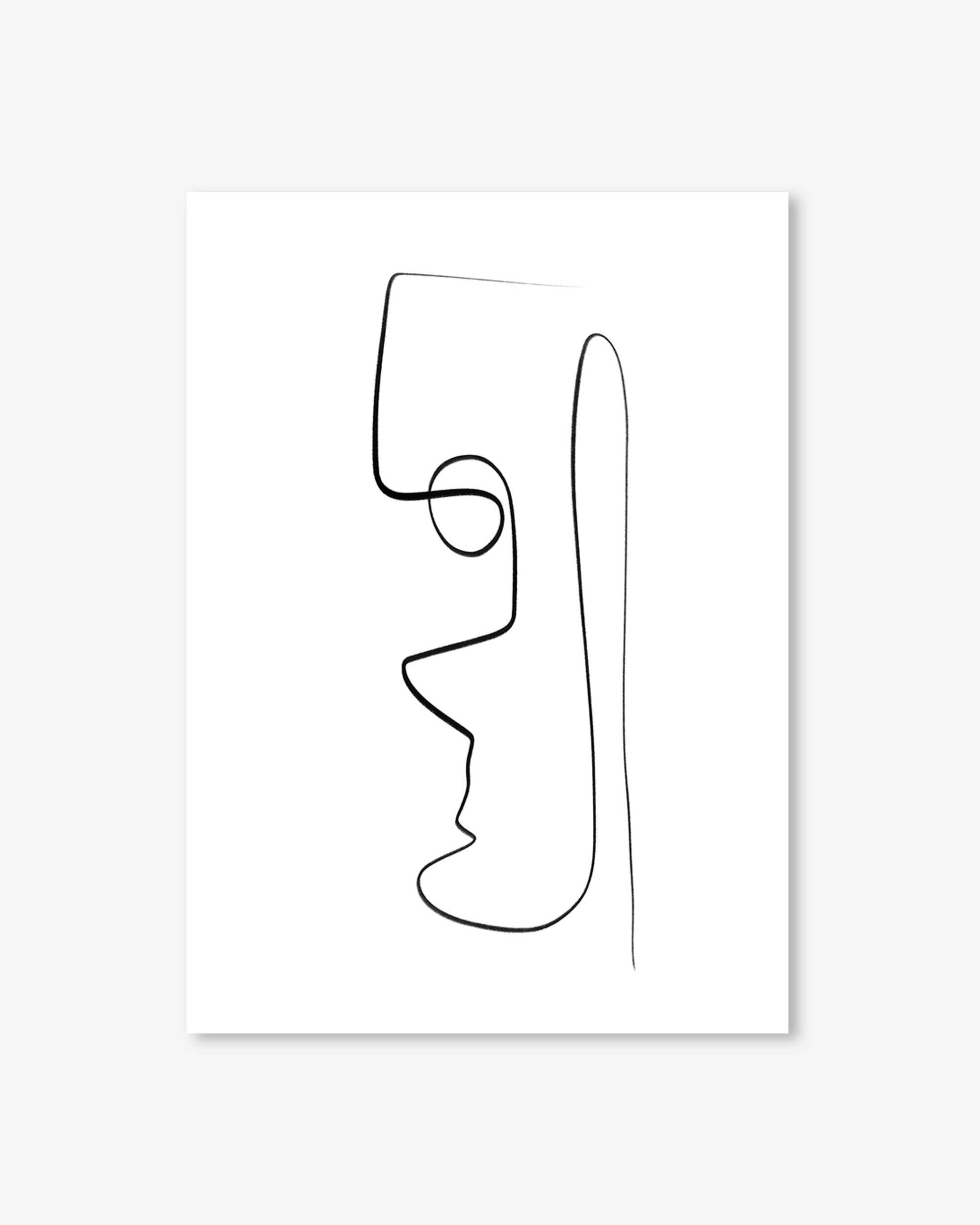 Abstract line art of a face on a white background