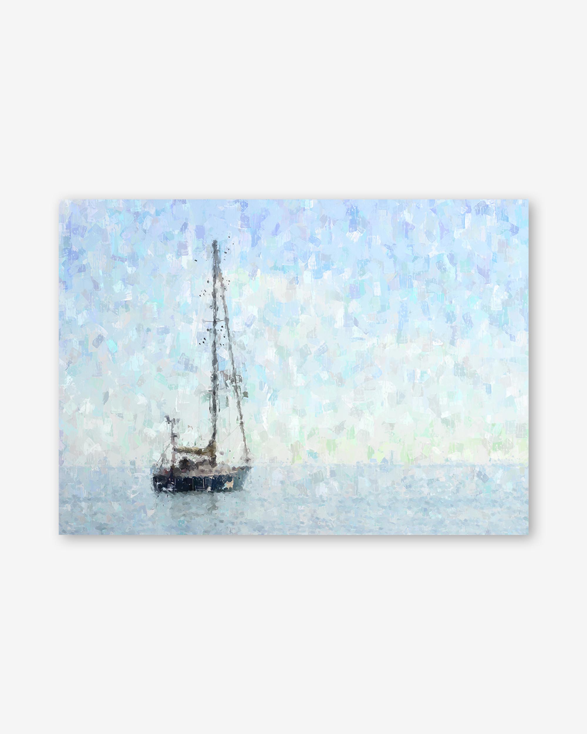 Impressionist Sky Blue Boat Art Print