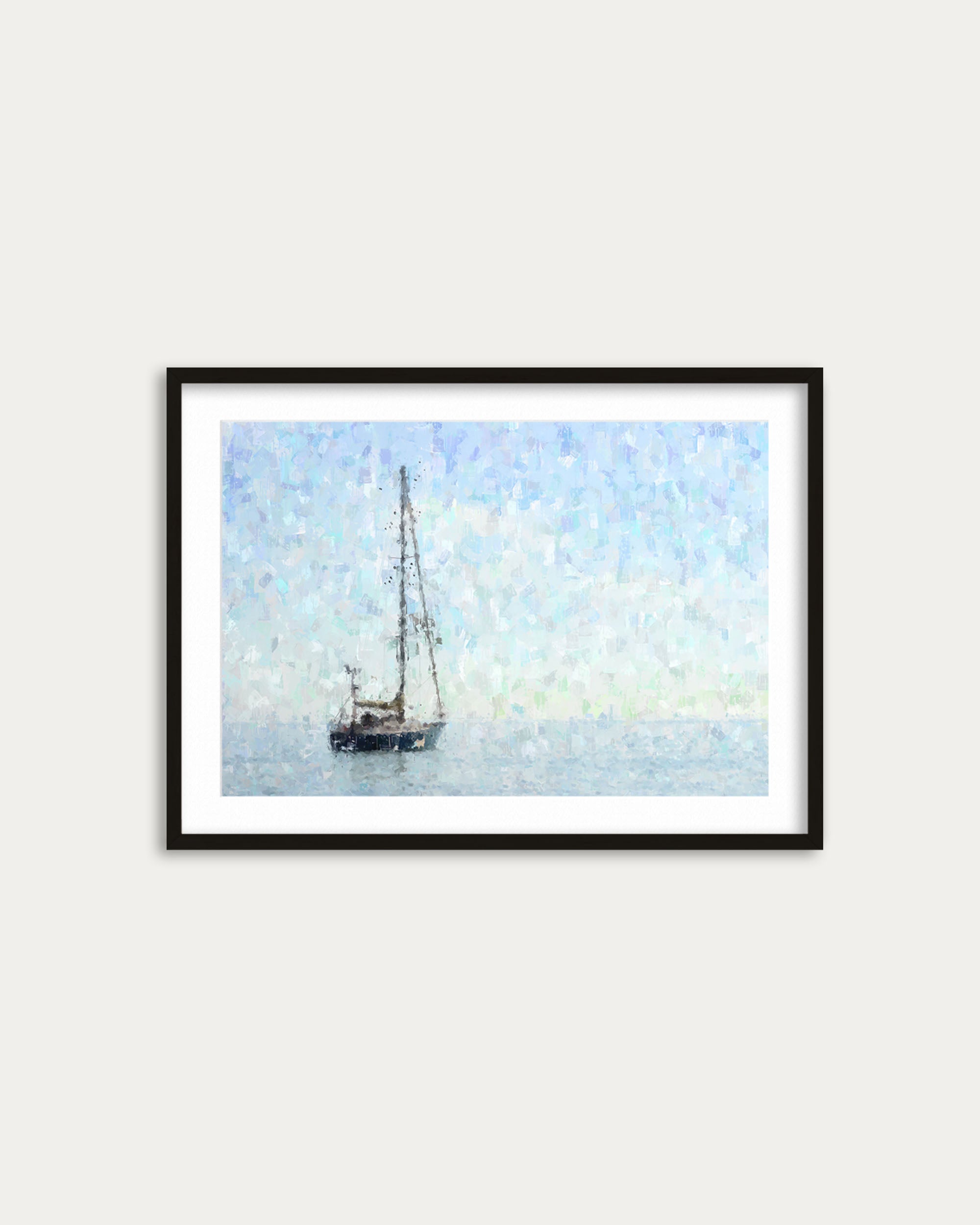 Impressionist Sky Blue Boat Art Print
