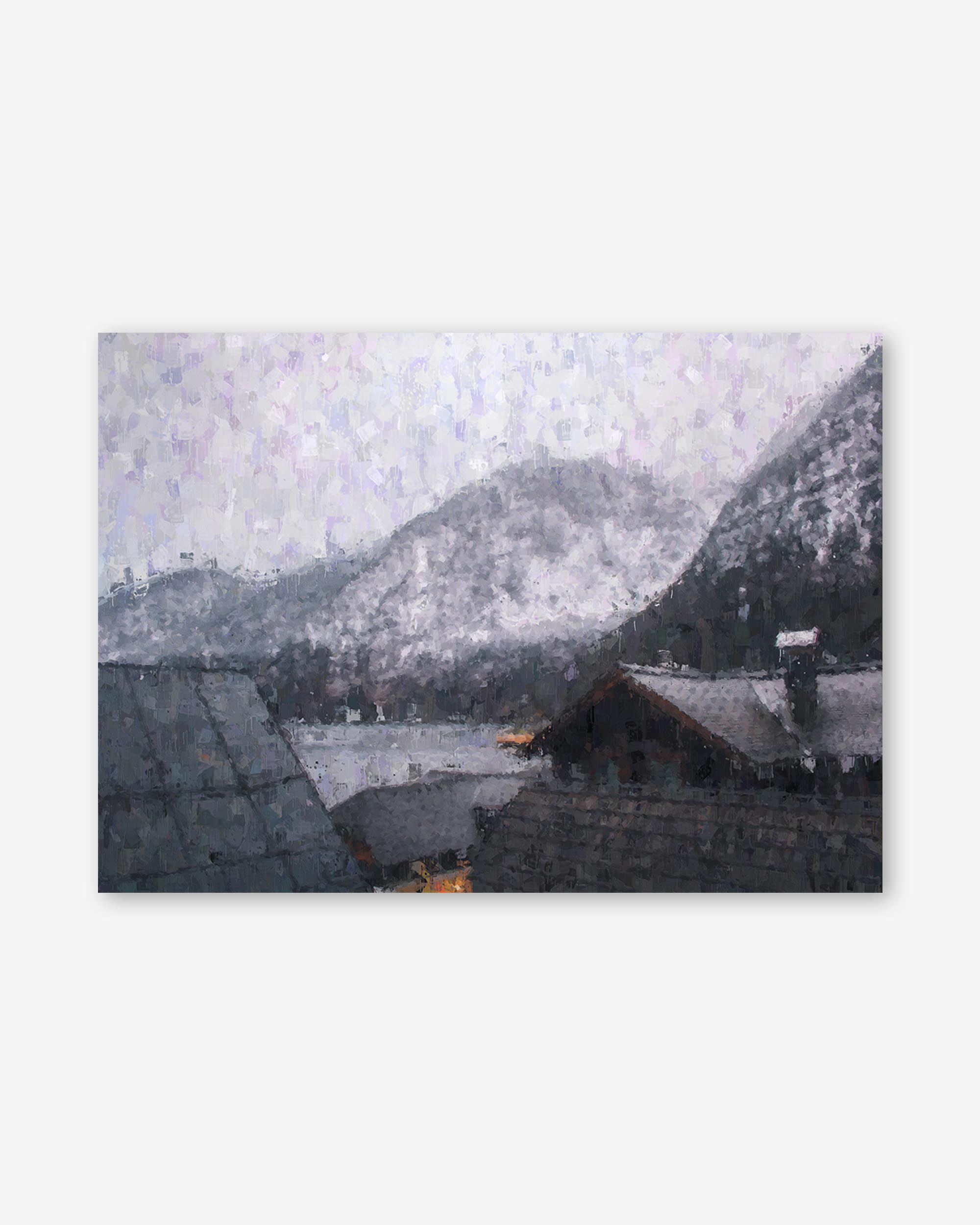 Grey Snow Mountain Impressionist Art Print