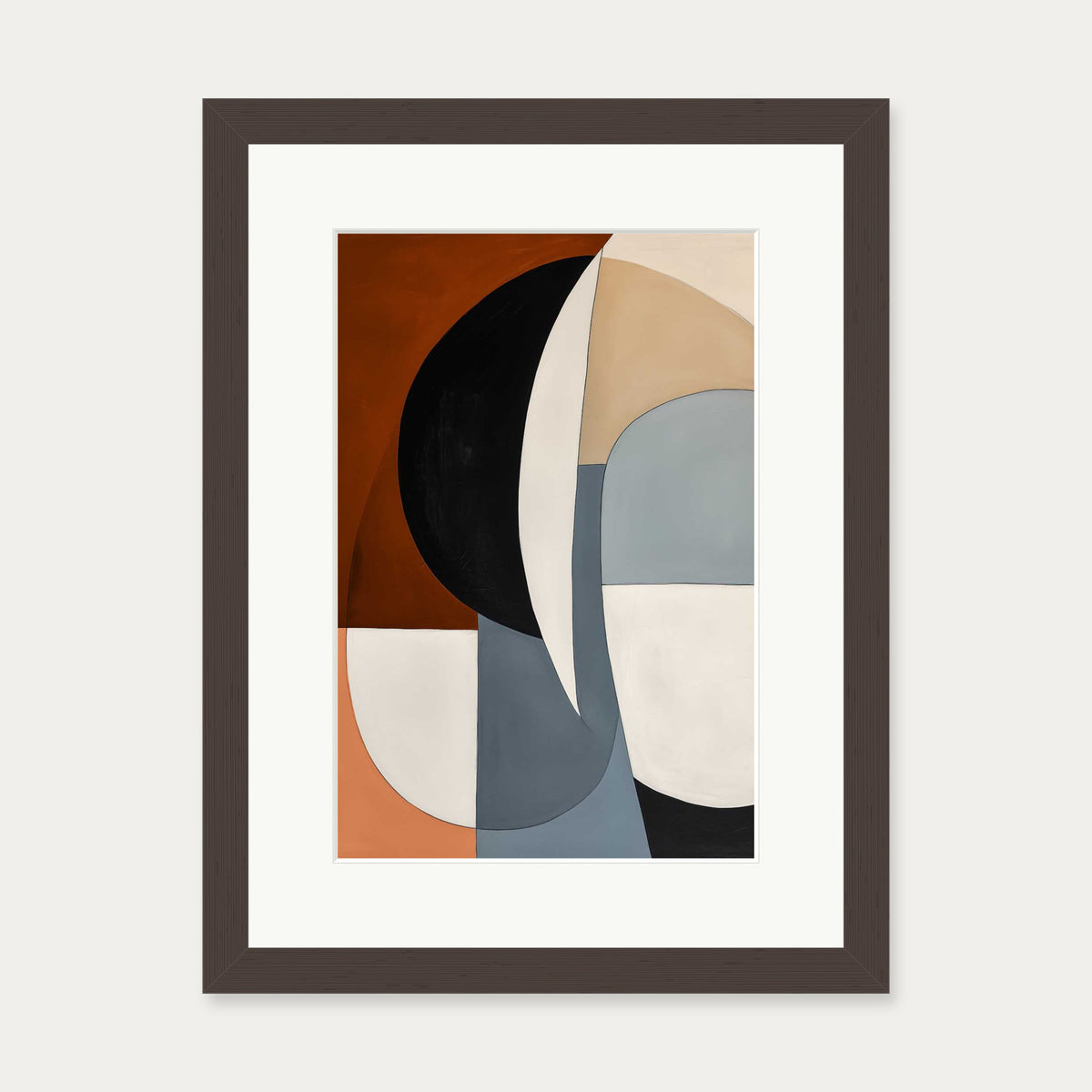 Geo Shapes and Forms Art Print — 30 x 40 cm — Brown Frame