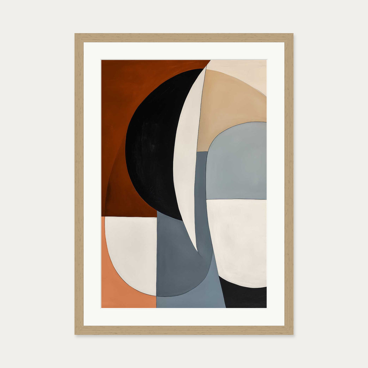 Geo Shapes and Forms Art Print — 50 x 70 cm — Oak Frame