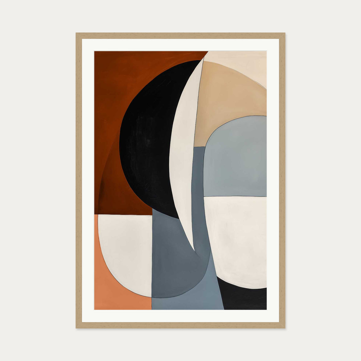 Geo Shapes and Forms Art Print — 70 x 100 cm — Oak Frame
