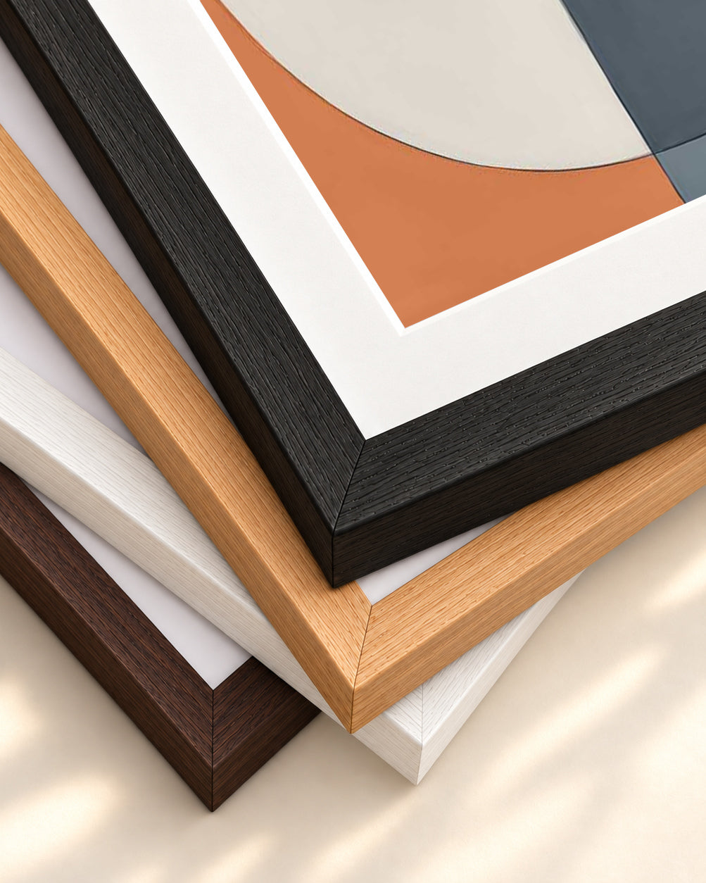 Geo Shapes and Forms Art Print — framed print corner with 5 cm mount and bevel