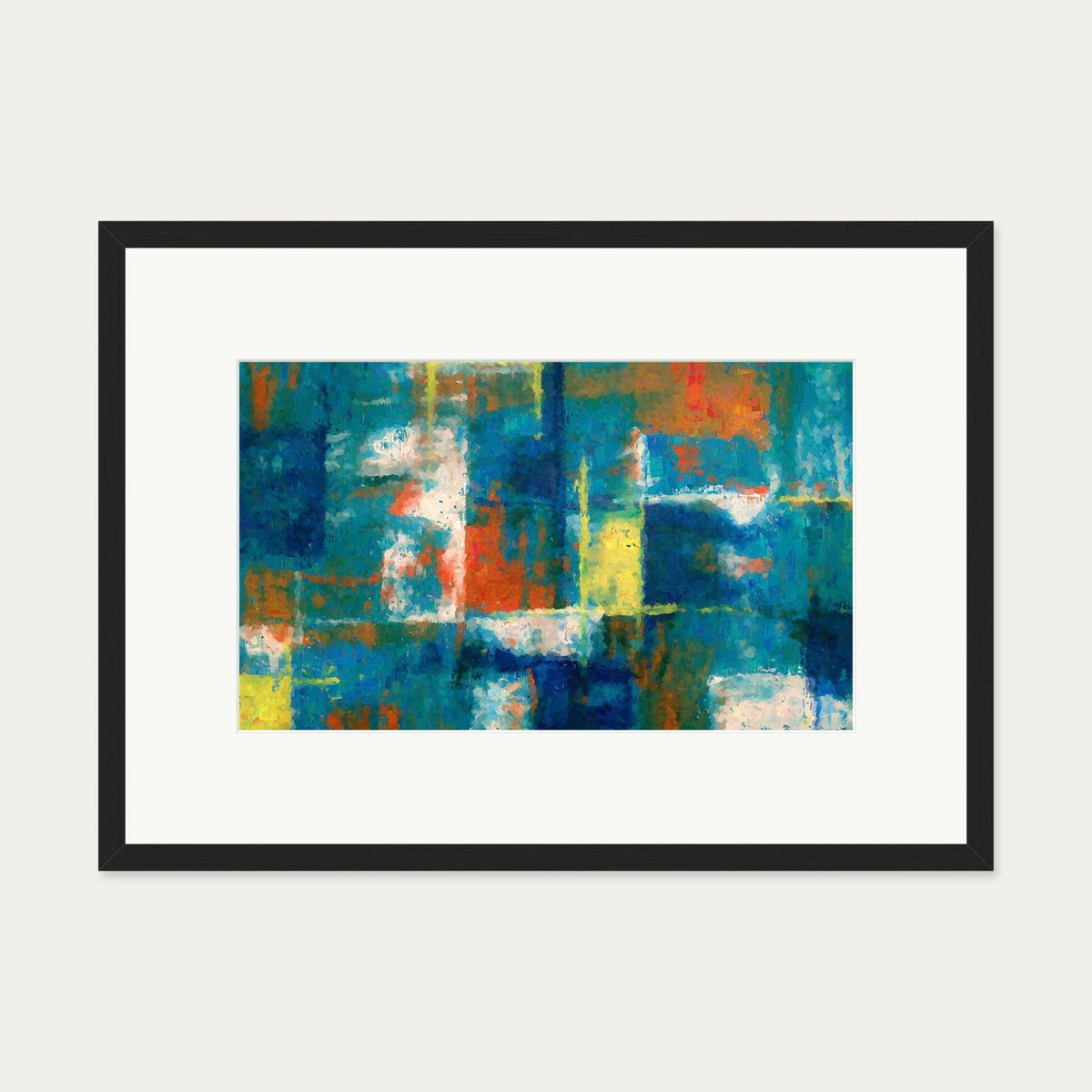 Geometric Abstract Colours Art Print — 50 x 70 cm — Black Frame
