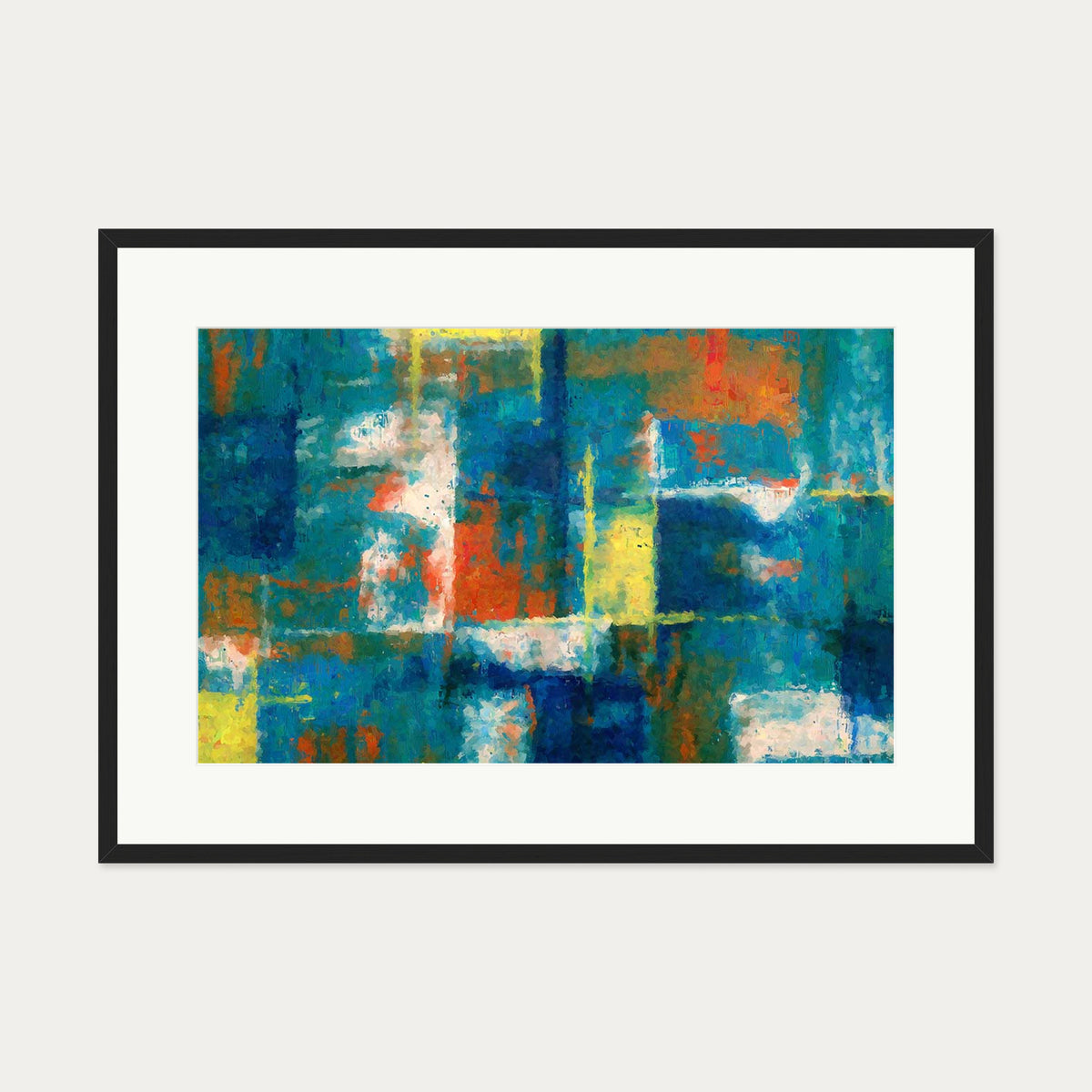 Geometric Abstract Colours Art Print — 70 x 100 cm — Black Frame