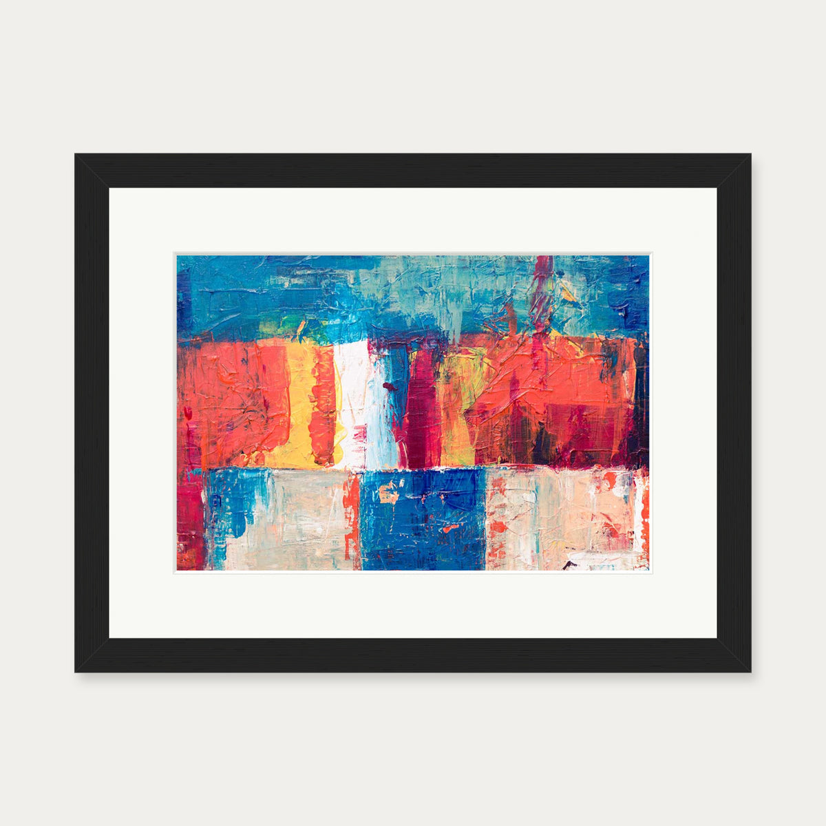 Geometric Abstract Colours II Art Print — 30 x 40 cm — Black Frame