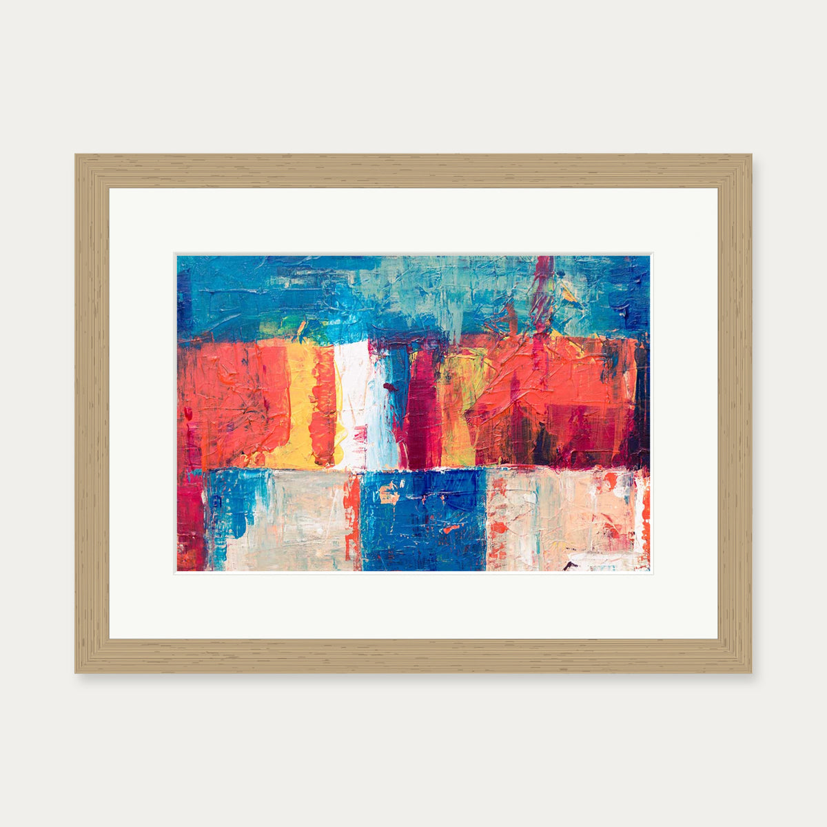 Geometric Abstract Colours II Art Print — 30 x 40 cm — Oak Frame